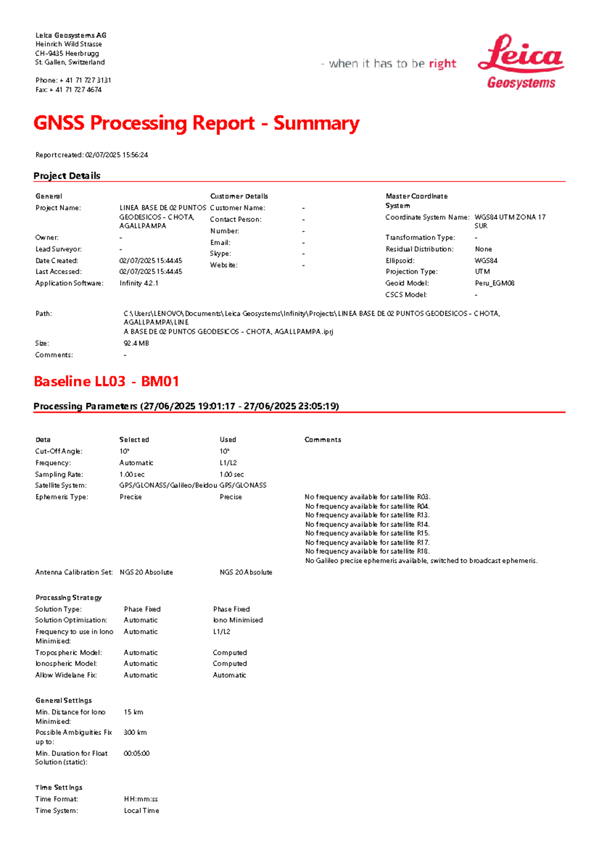 GNSS Processing Report Summary for LINEA BASE DE 02 PUNTOS - Studocu