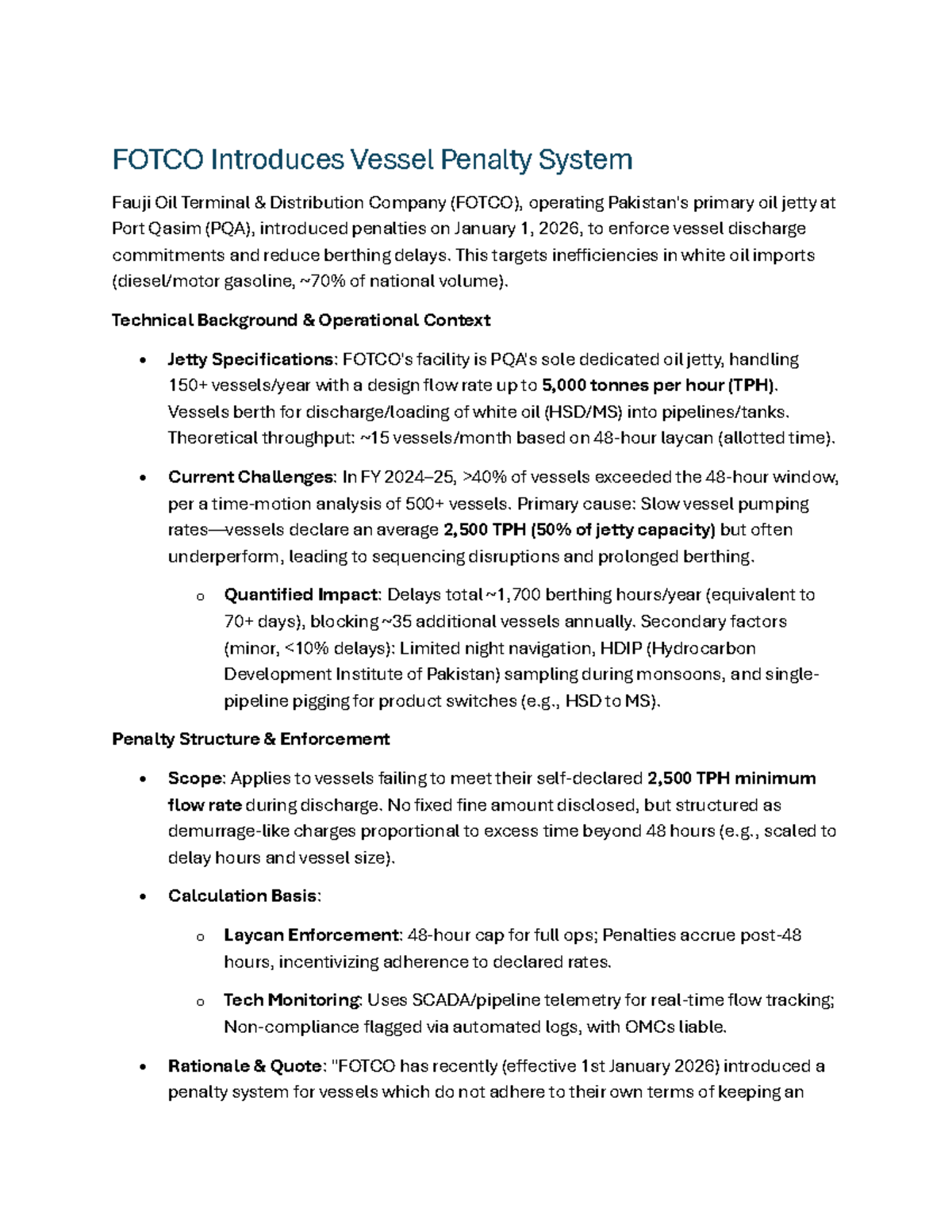 FOTCO Vessel Penalty System Overview and Implications - Studocu