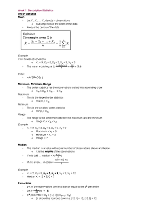 Quantitative Methods 1 Final Exam Formula Sheet and Key Concepts - Studocu