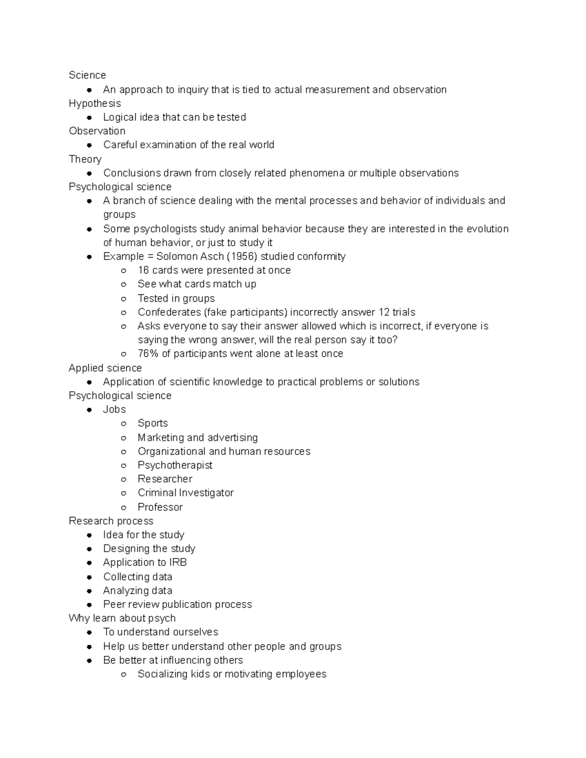 Psychology Lecture Notes: Key Concepts in PSY 101 - Studocu