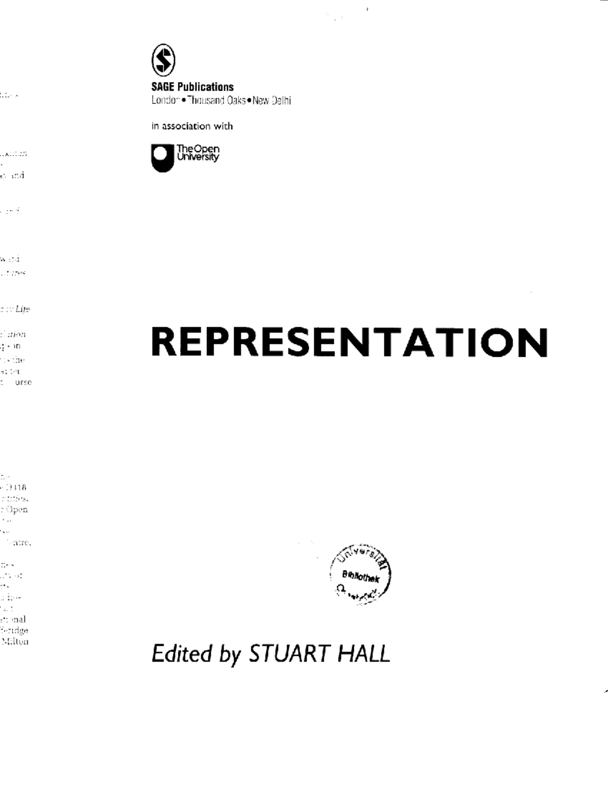 Representation: Cultural representations and signifying practices ...