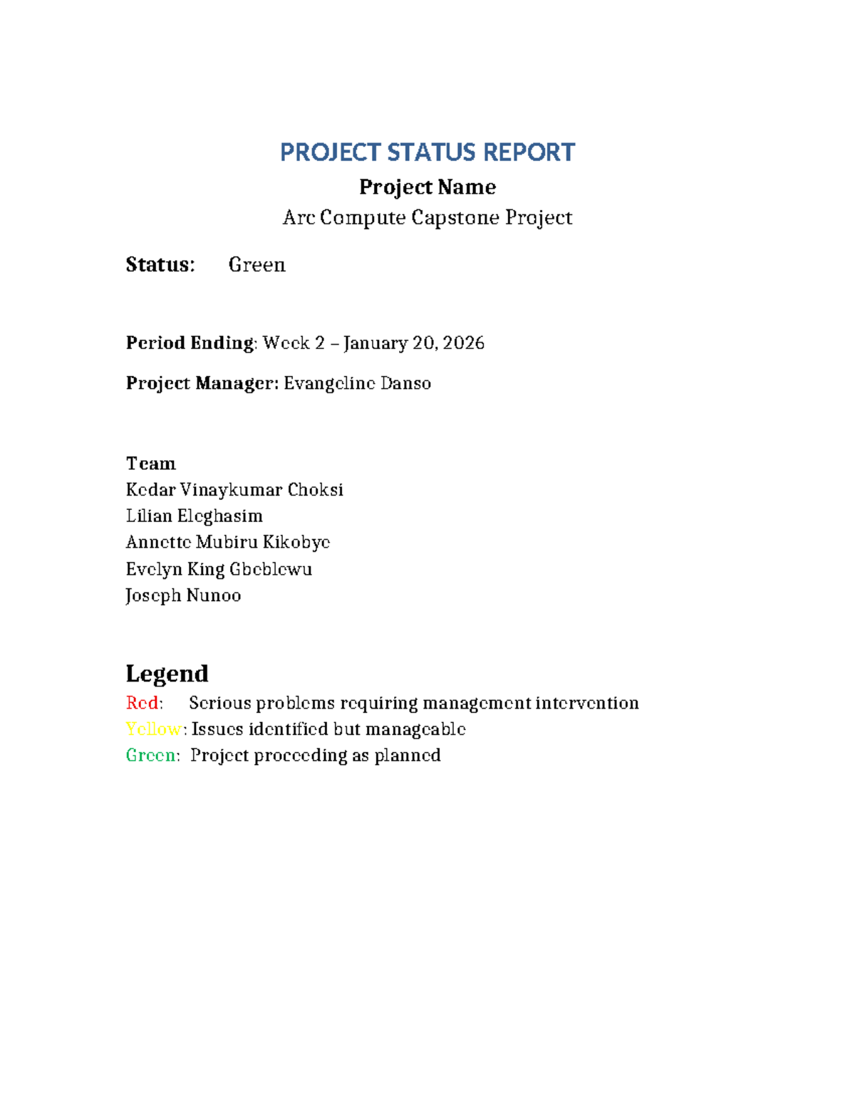 Group 4 Capstone Project Status Report: Week 2 Update - Studocu