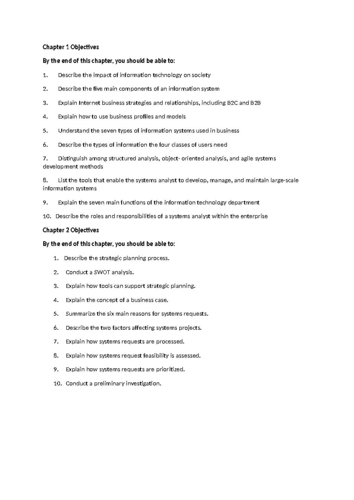 Chapter 1 Objectives for ICT2621: Understanding IT's Impact and Systems ...