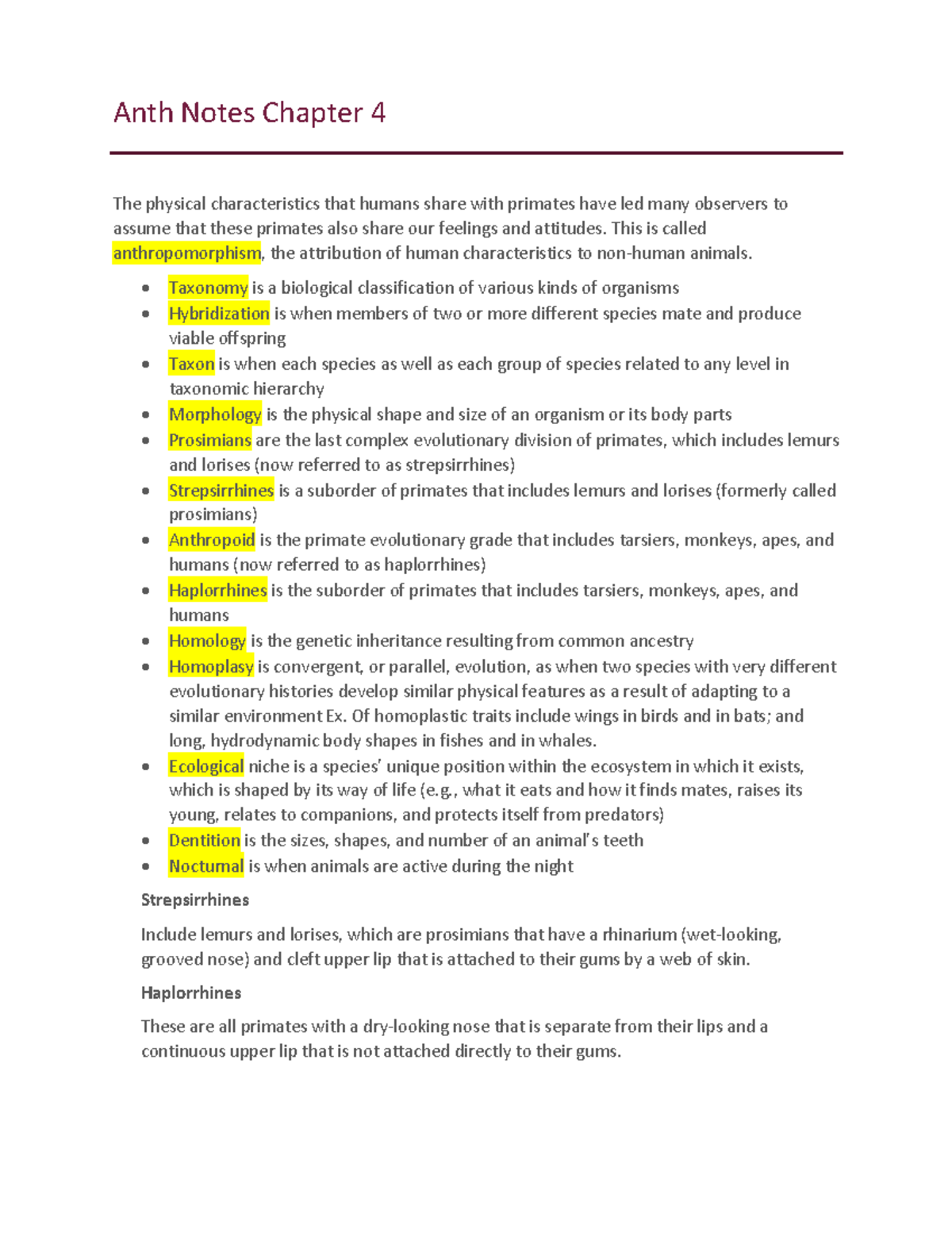 Anthropology 101 Notes: Key Concepts in Chapter 4 Insights - Studocu