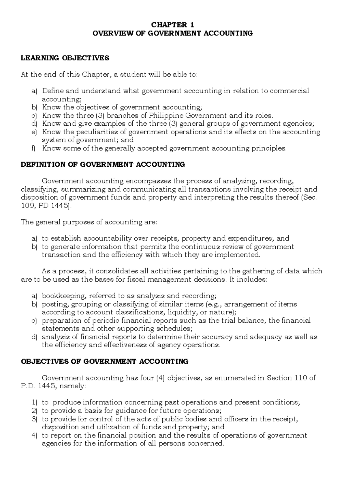 GOV ACC 101: Chapter 1 - Overview of Government Accounting Principles ...