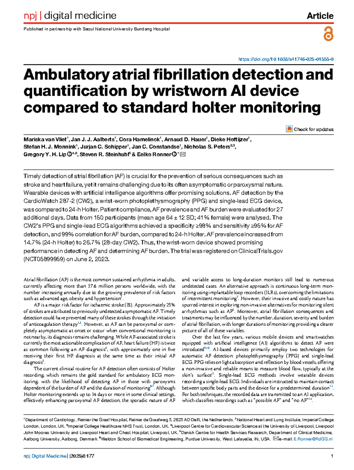 Ambulatory Atrial Fibrillation Detection: AI Device vs. Holter ...