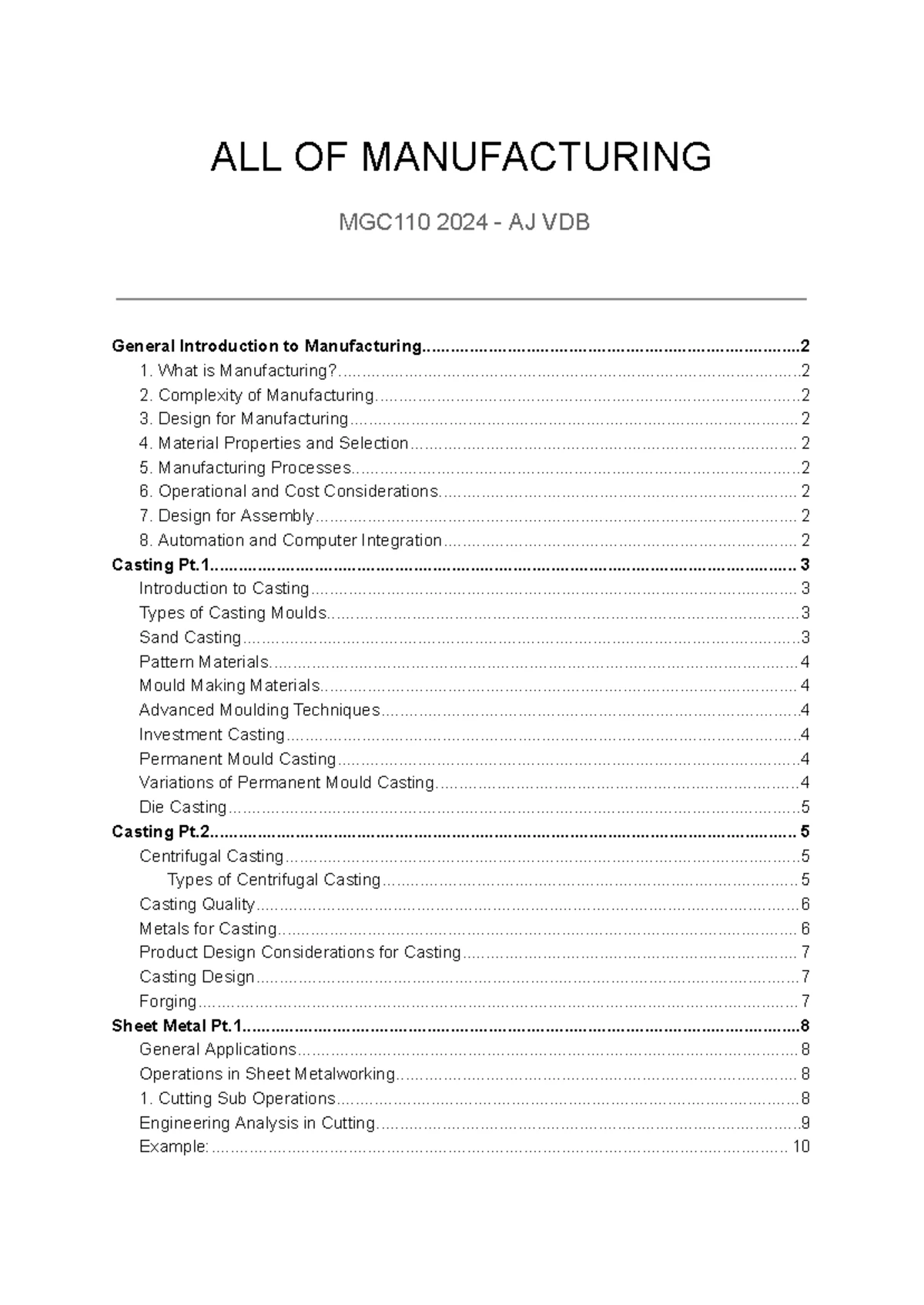MGC 110 L3 2025 MAN: Intro to Manufacturing Principles & Processes ...