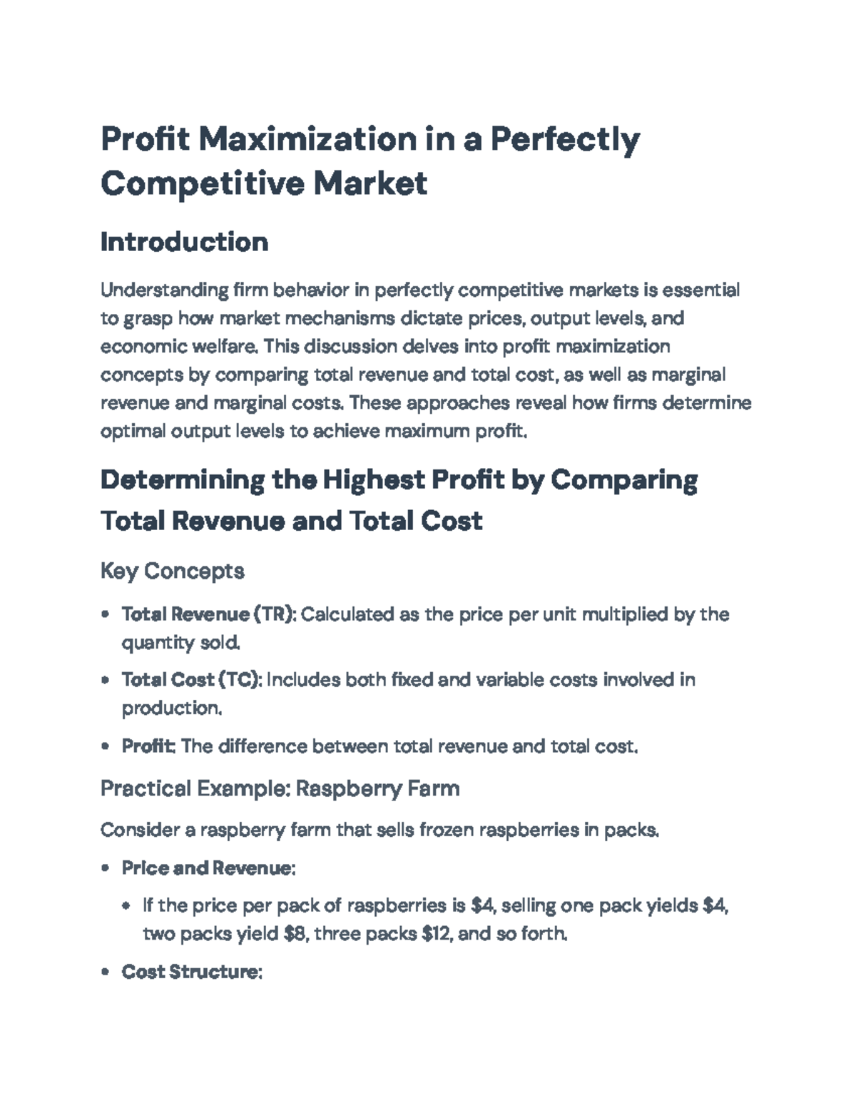 Profit Maximization Concepts in Perfectly Competitive Markets (ECO 101 ...