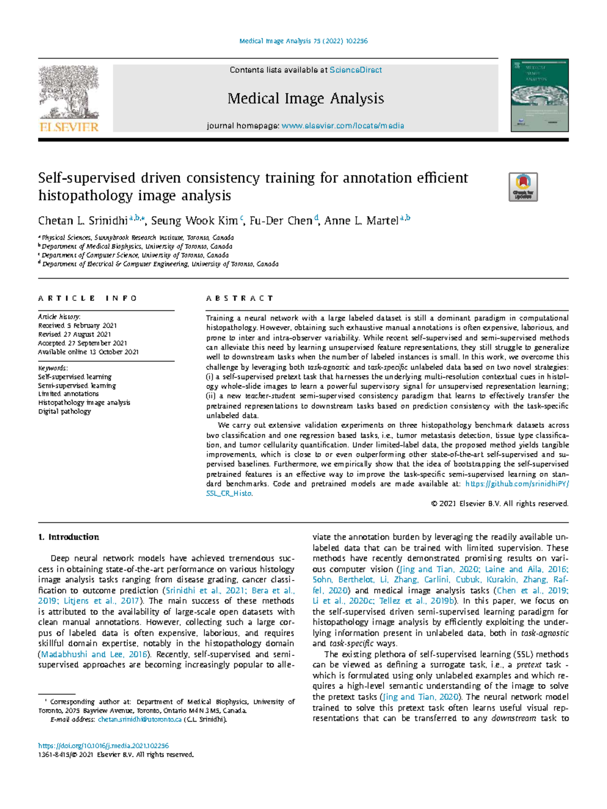 Self-Supervised Consistency Training for Histopathology Image Analysis ...