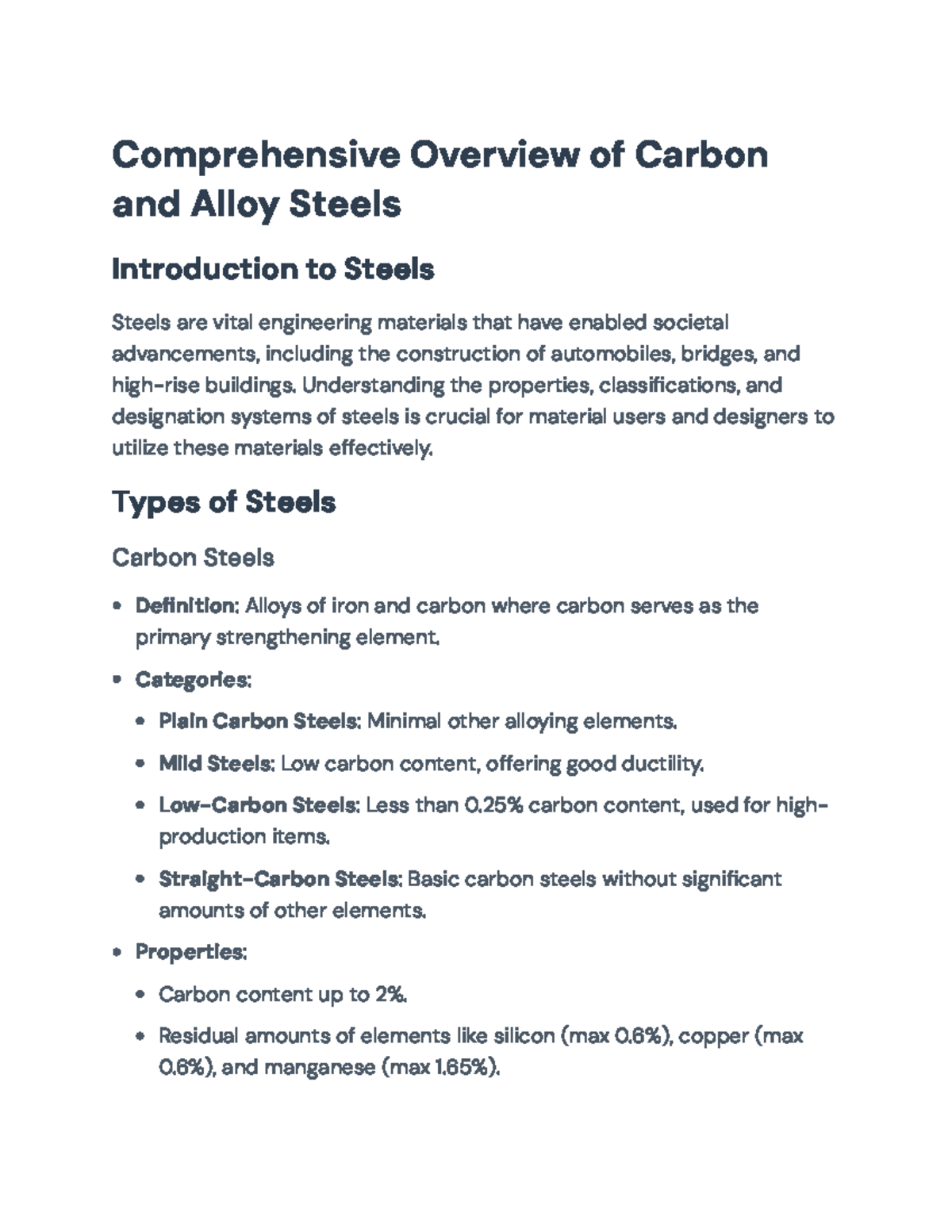 Classification and Applications of Carbon and Alloy Steels - ENGR 101 ...