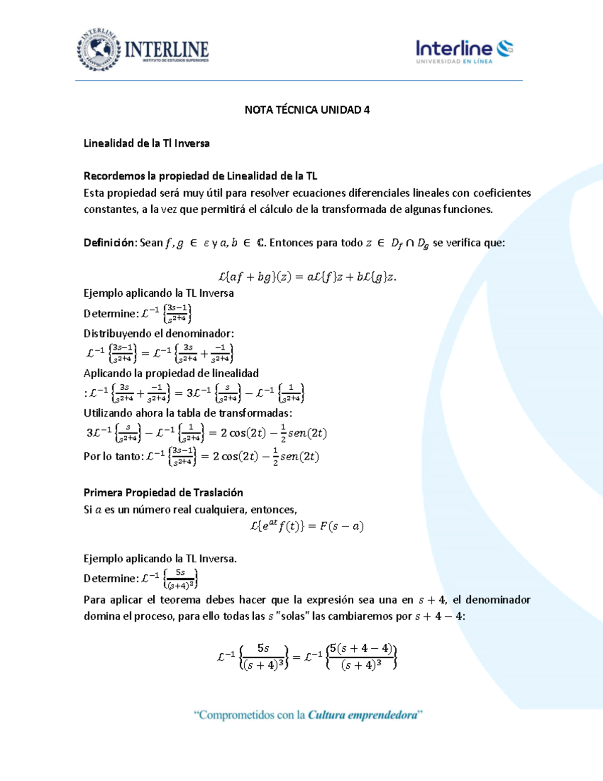 NTU4: Linealidad de la Transformada Inversa en Ecuaciones Diferenciales ...
