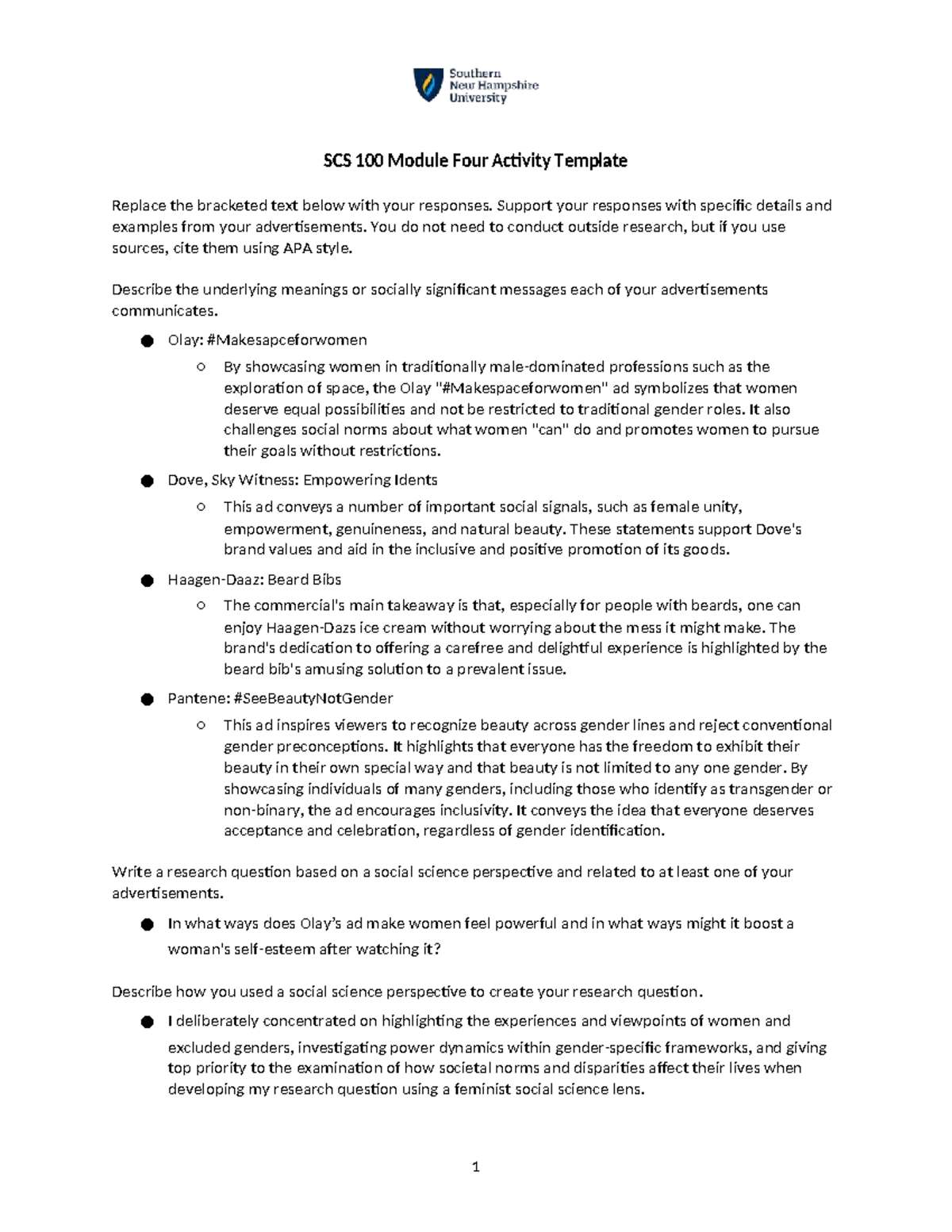 SCS 100 Module Four Activity Template - SCS 100 Module Four Activity ...