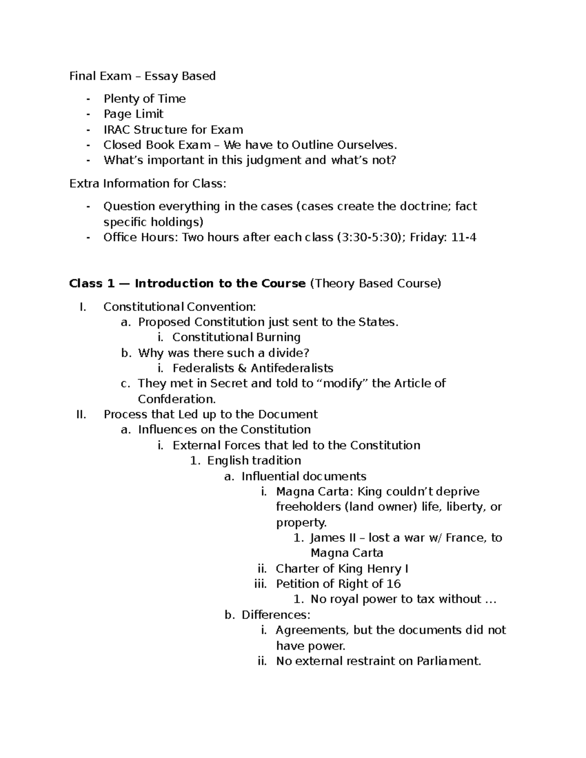Constitutional Law Exam Prep: Key Themes & Theories Overview (Class ...