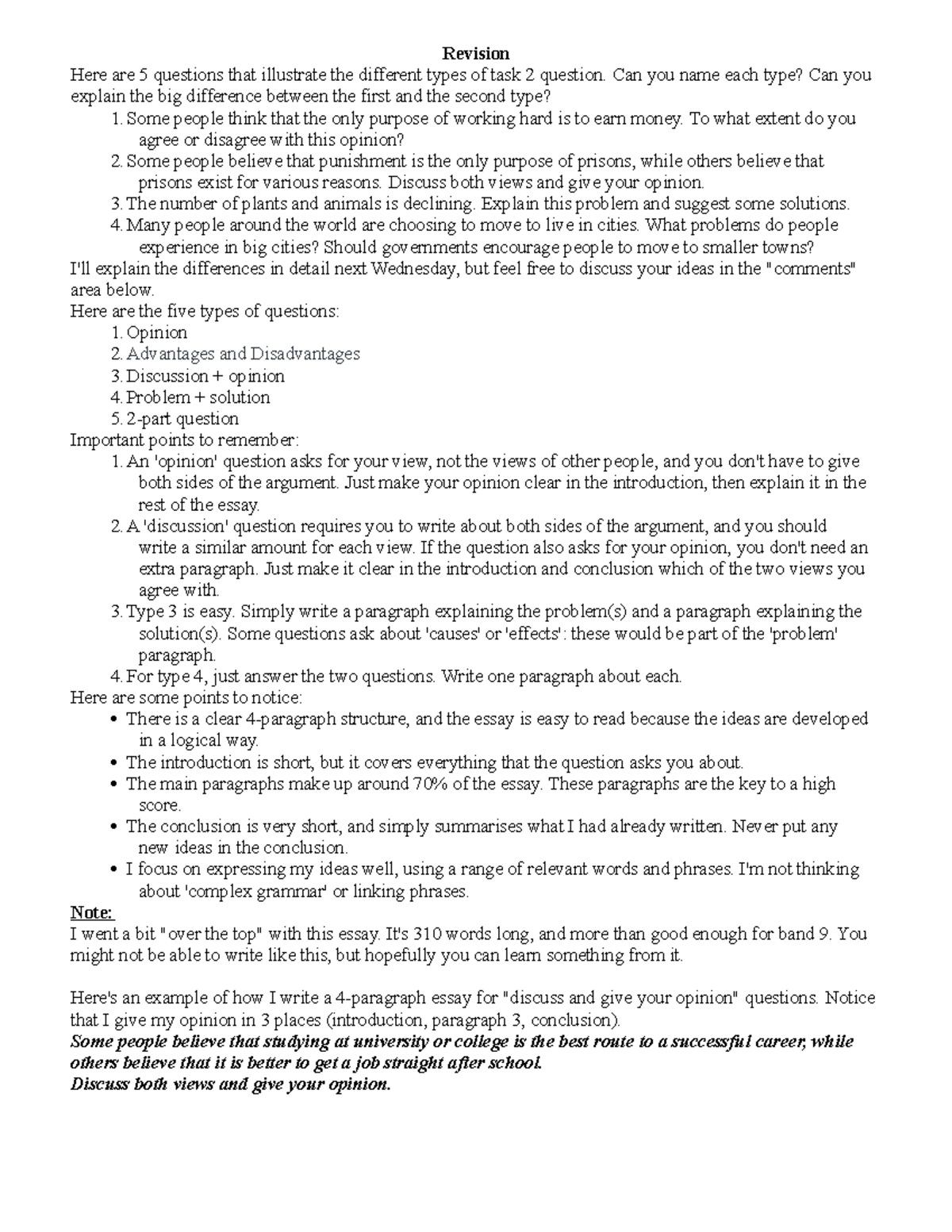 4 types of questions - study - Revision Here are 5 questions that ...