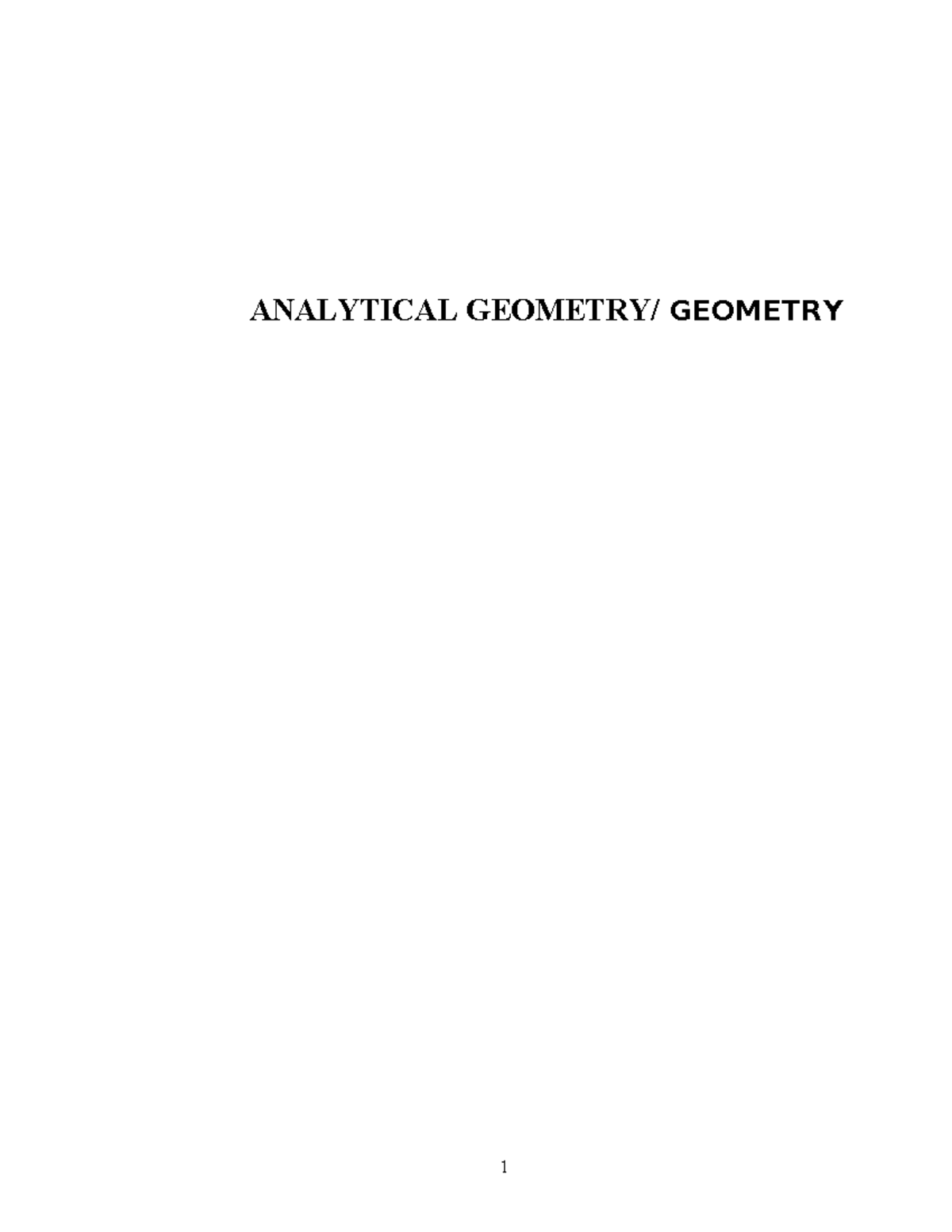 ANALYTICAL GEOMETRY 1: Chapter 1 - The Coordinate System Notes - Studocu
