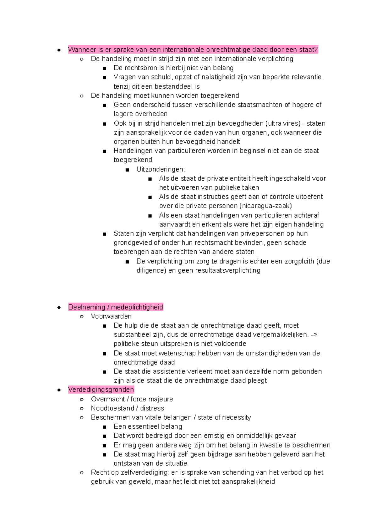 Internationaal Publiekrecht: Onrechtmatige Daden door Staten - Studeersnel