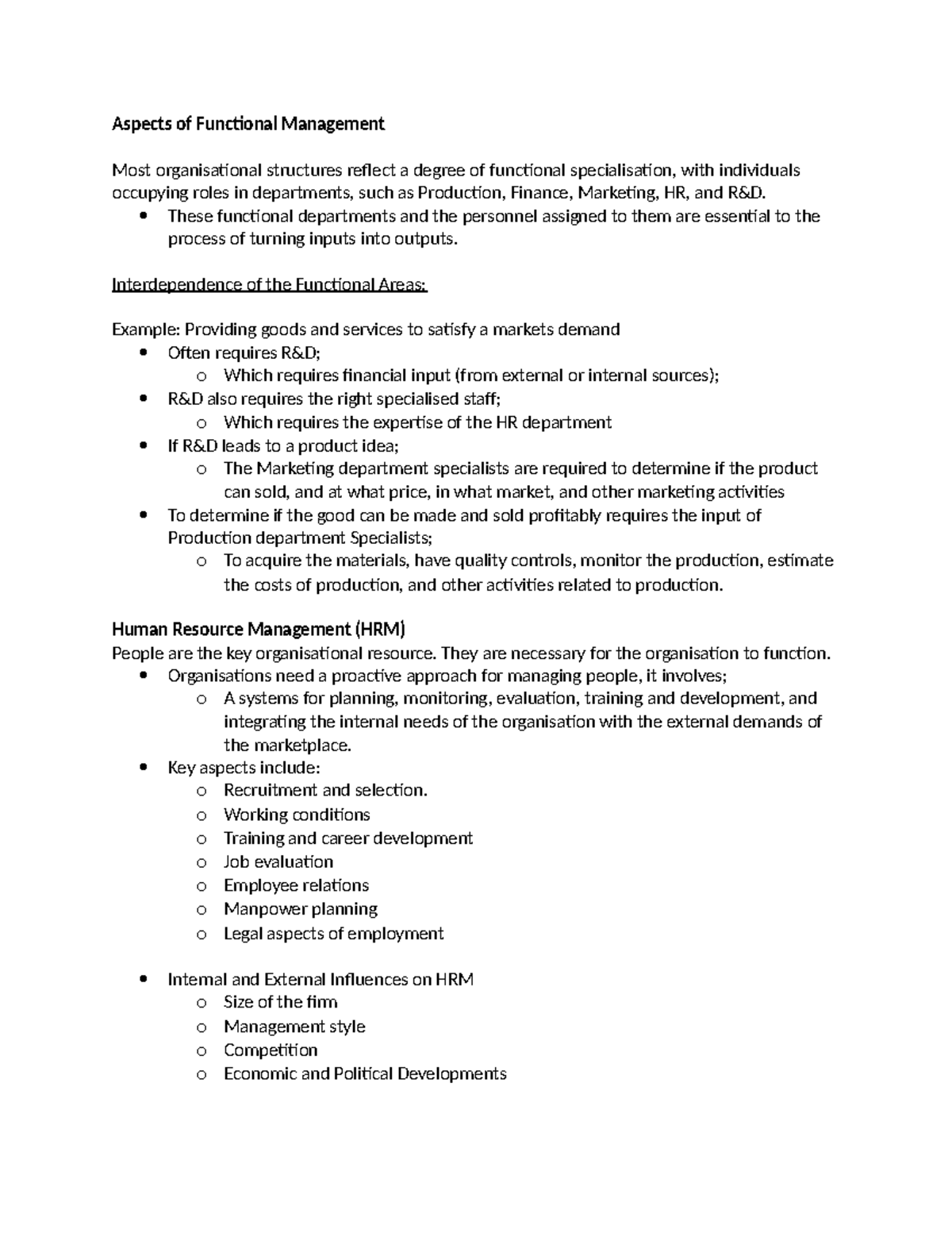 Functional Management Concepts and HRM Insights: Key Interdependencies ...
