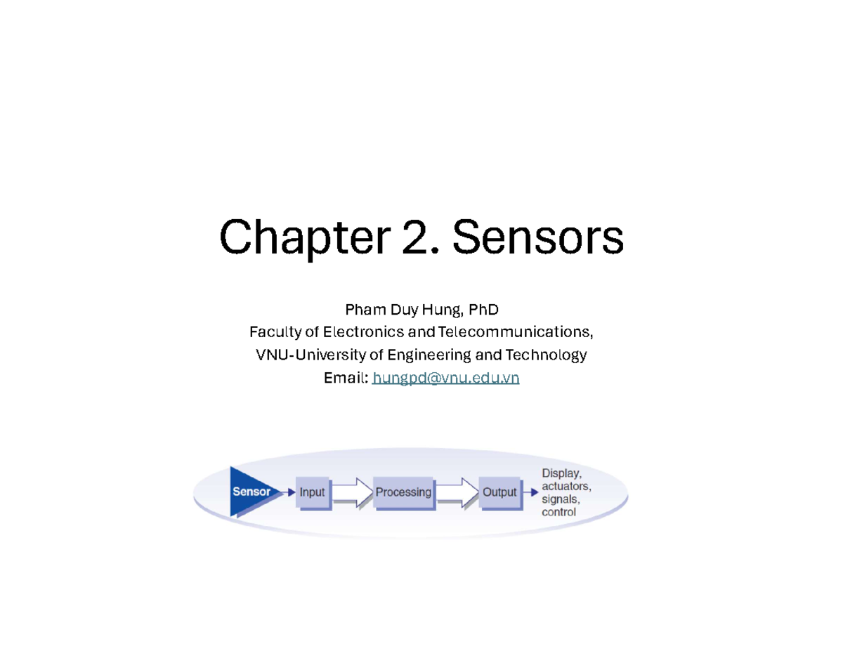 Chapter 2: Sensors Overview - Electronics & Telecommunications - Studocu