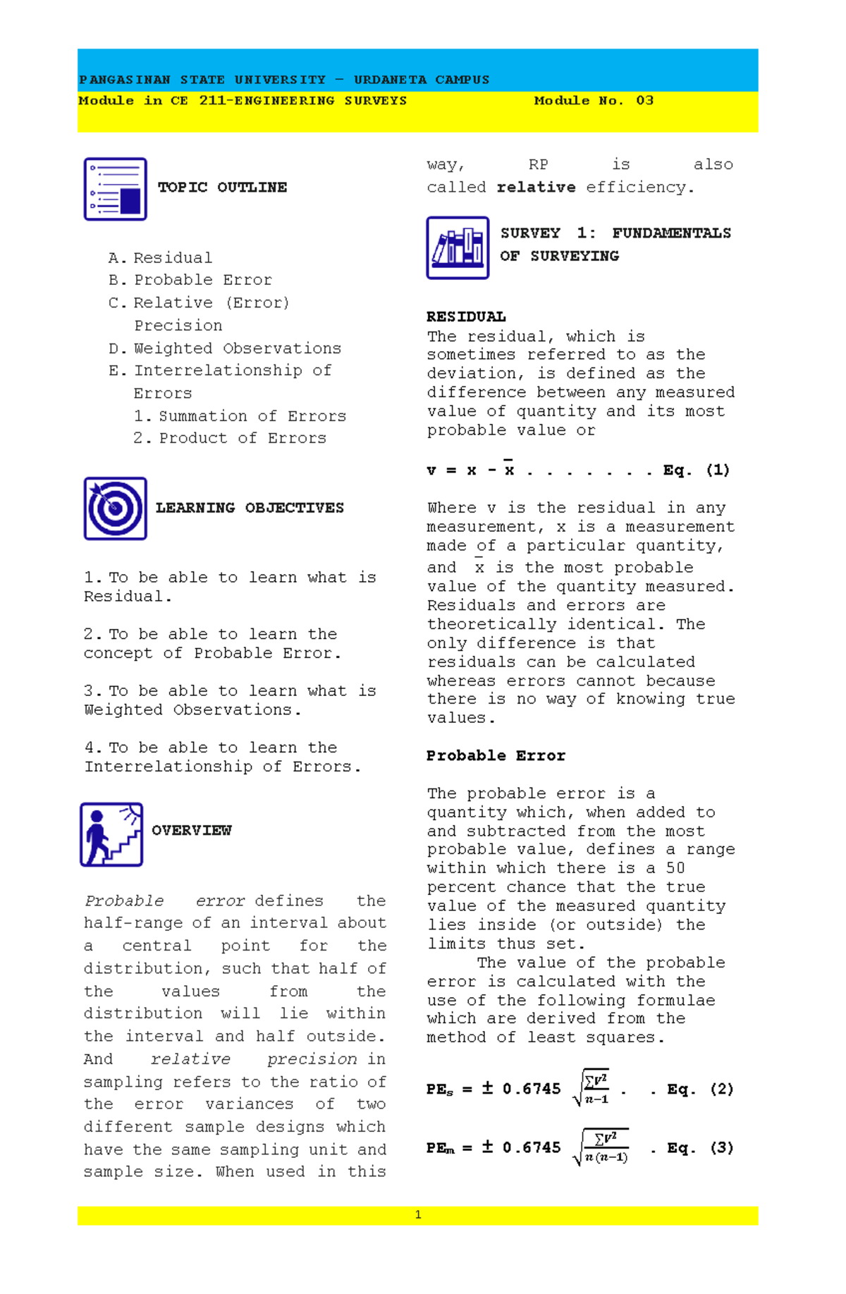 Module 3. Probable and Relative Errors-Introduction to Fundamentals of ...