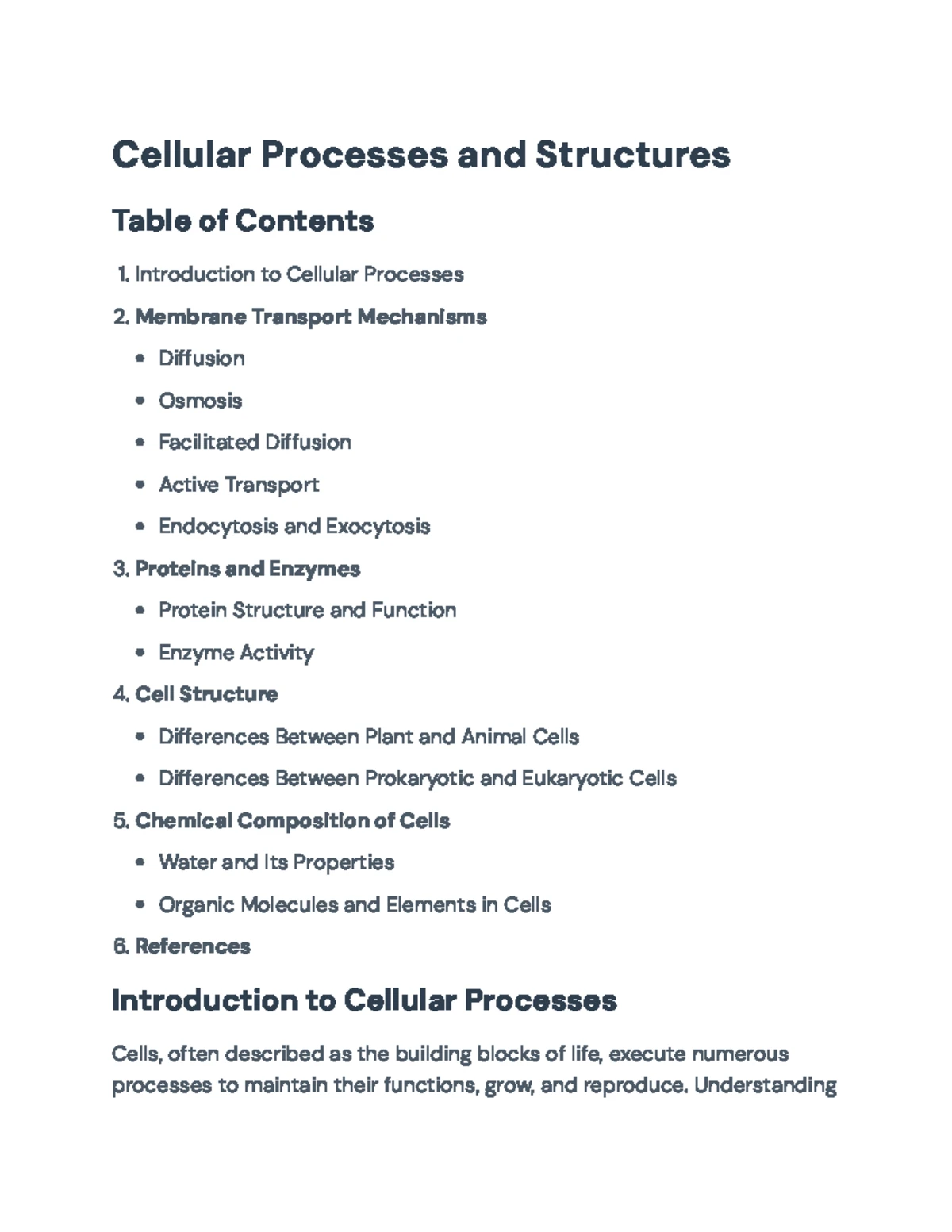 Comprehensive Guide to Cellular Processes and Structures (BIO 101 ...
