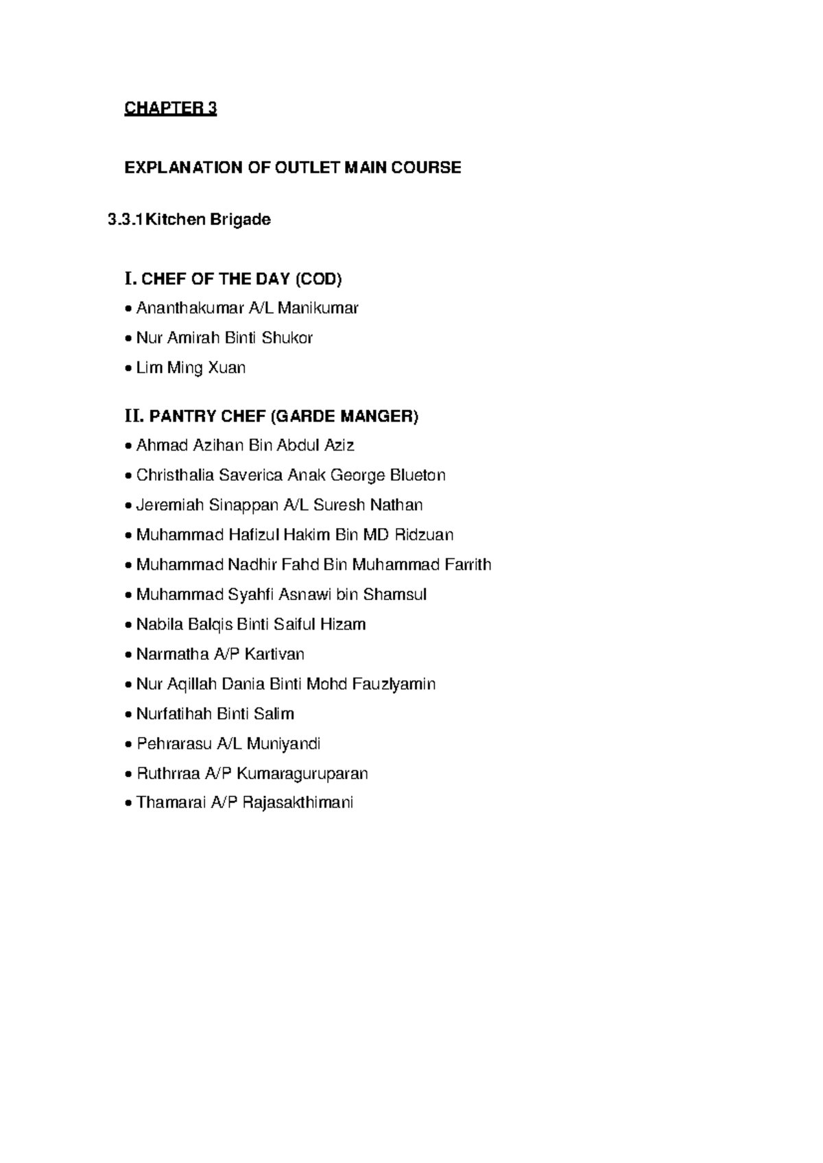 CHAPTER 3: KITCHEN BRIGADE & STANDARDIZED RECIPES (COURSE 3) - Studocu