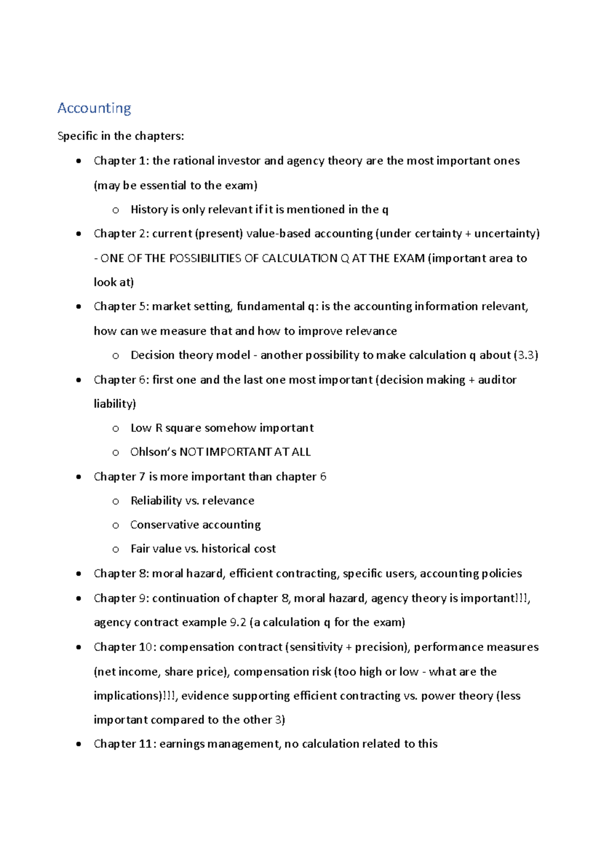 Accounting Notes for Exam Preparation - ACC 101 Final Exam Guide - Studocu
