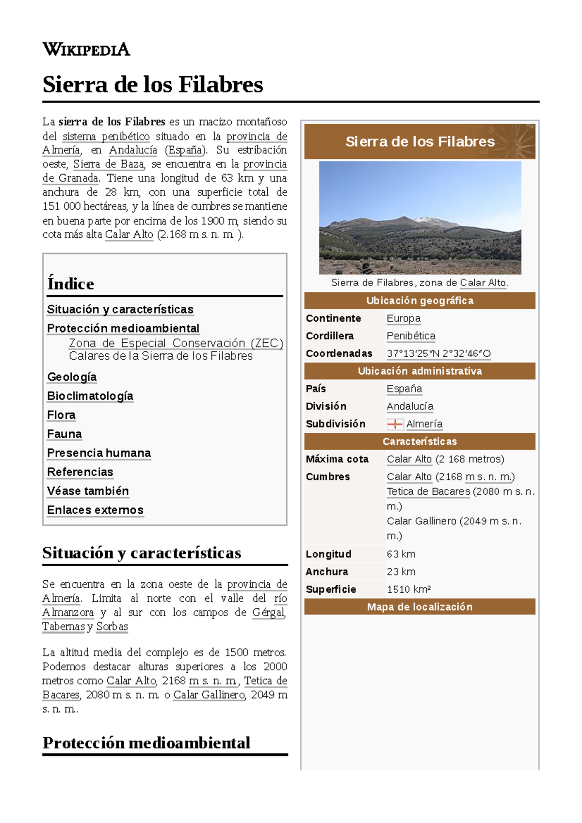 Características y Geografía de la Sierra de los Filabres (Geografía-101 ...