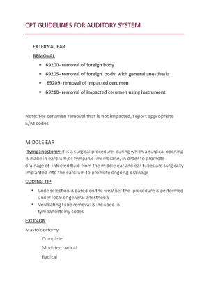 Chapter 1 Overview of Coding - Notes - CPT Coding Chapter 1 Overview of ...