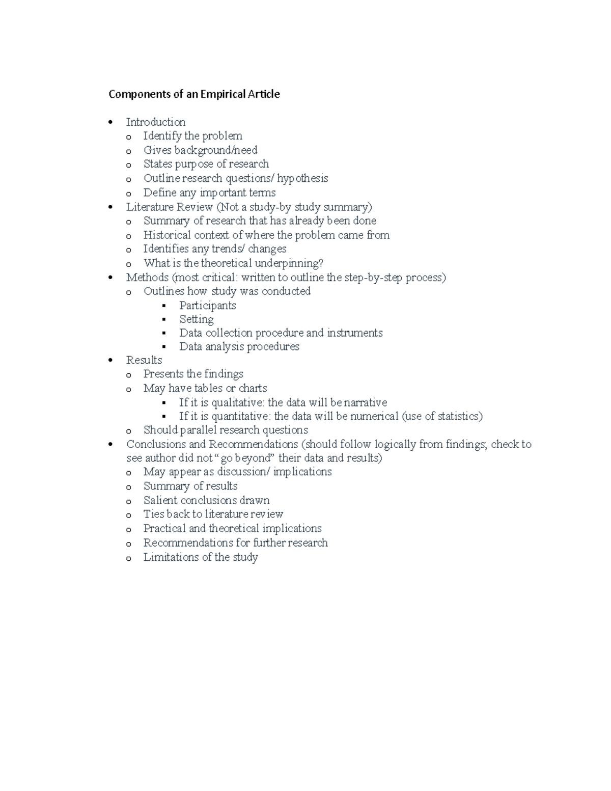 Components of an Empirical Article - Studocu
