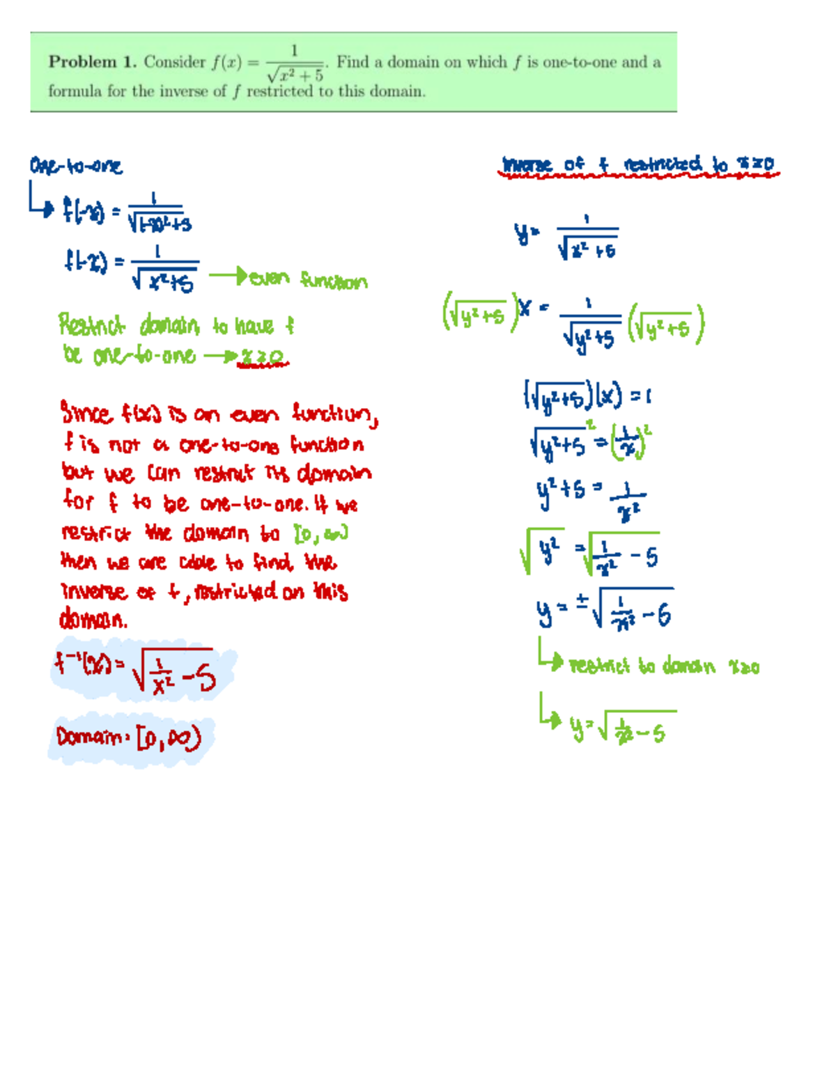 Homework 2: Exploring even functions and domain restrictions in ...
