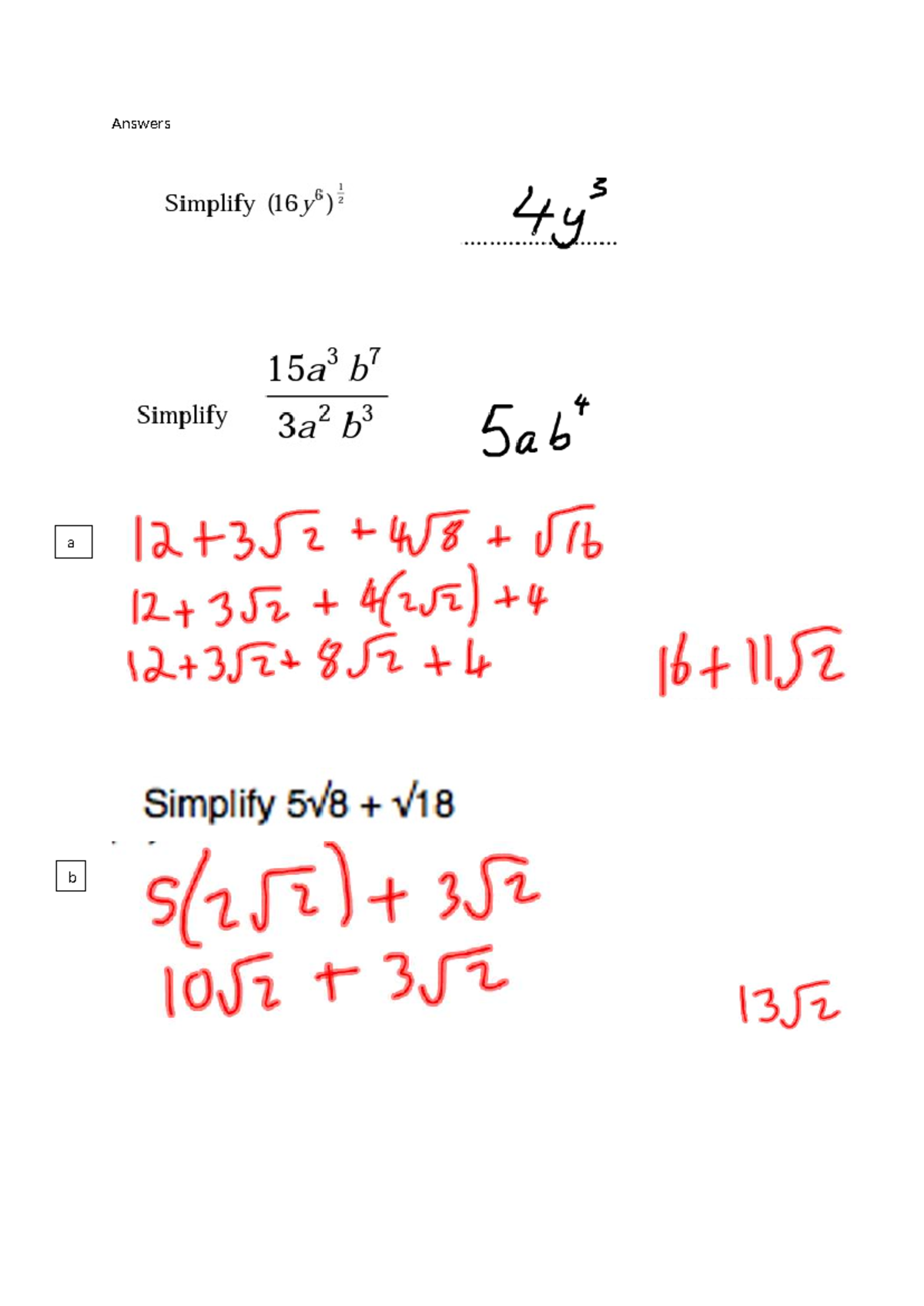 Answers to 24-06-2022 Double Period Lesson on Algebra and Geometry ...