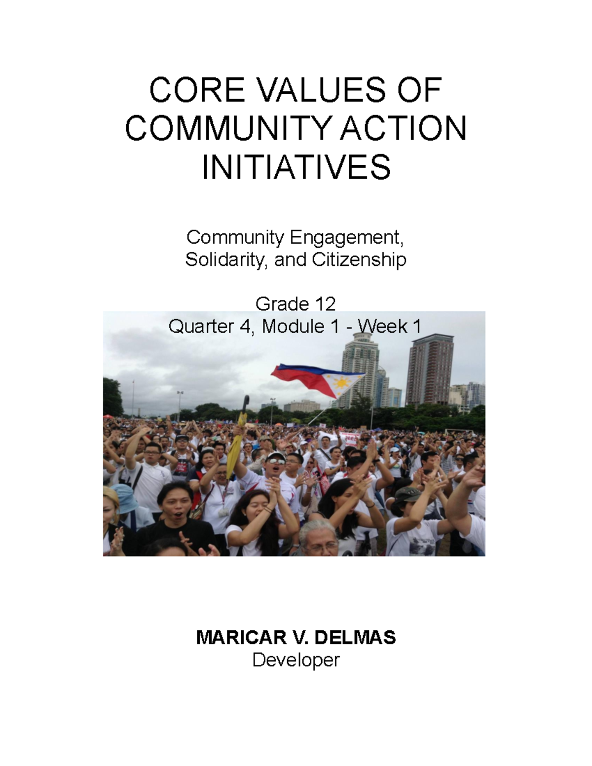 CESC Grade 12 Quarter 4 Module 1 Week 1: Core Values in Community ...