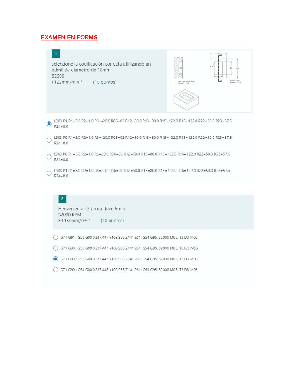 EXAMEN FINAL CNC ORDINARIO - CÓDIGO Y PROGRAMACIÓN - Document Preview
