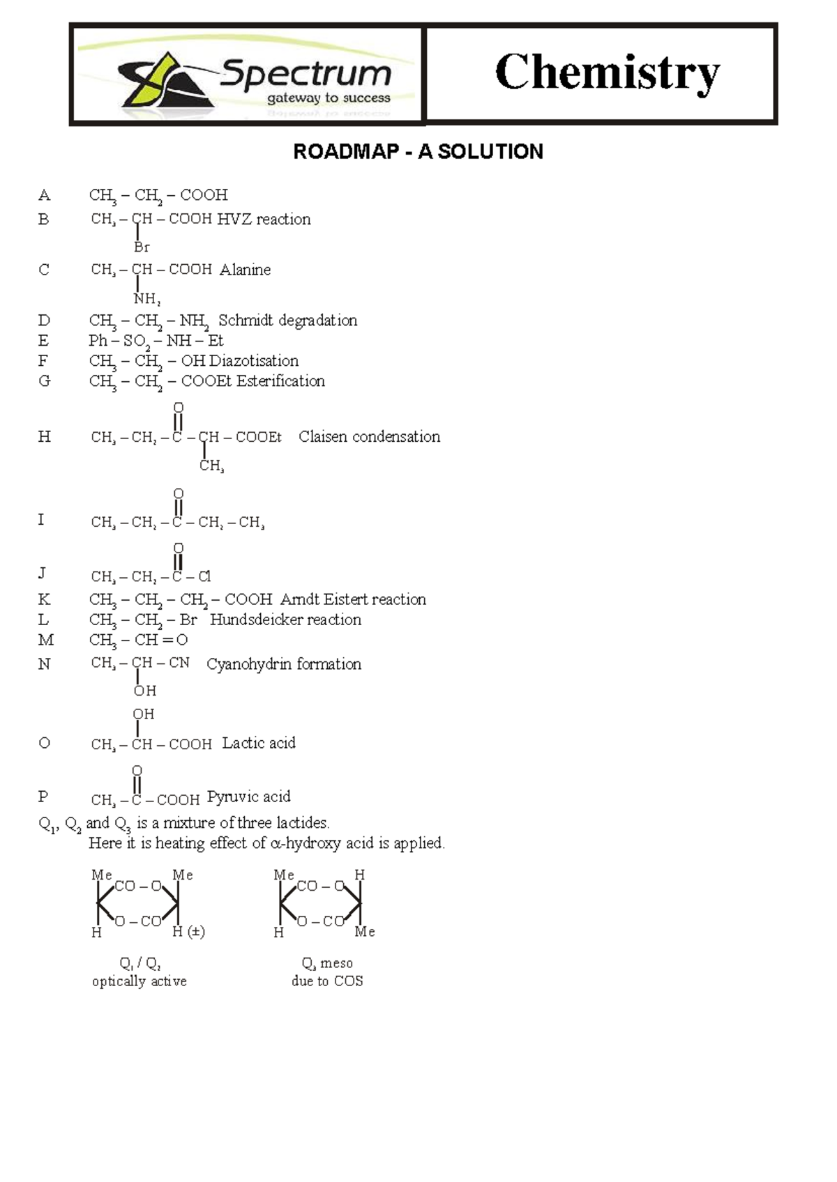 Chemistry Assignment Roadmap: Answer Key for CHM 101 - Studocu