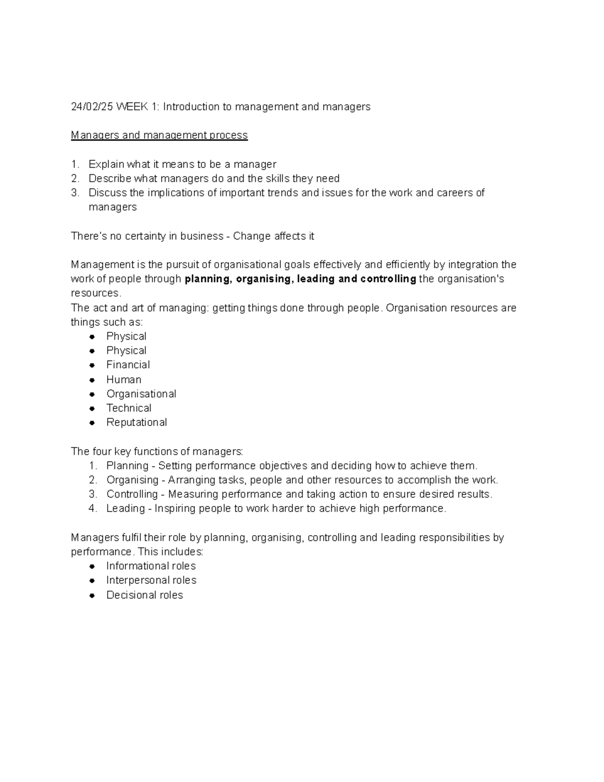 Managing for Impact - MGMT 1002: Intro to Management & Skills - Studocu