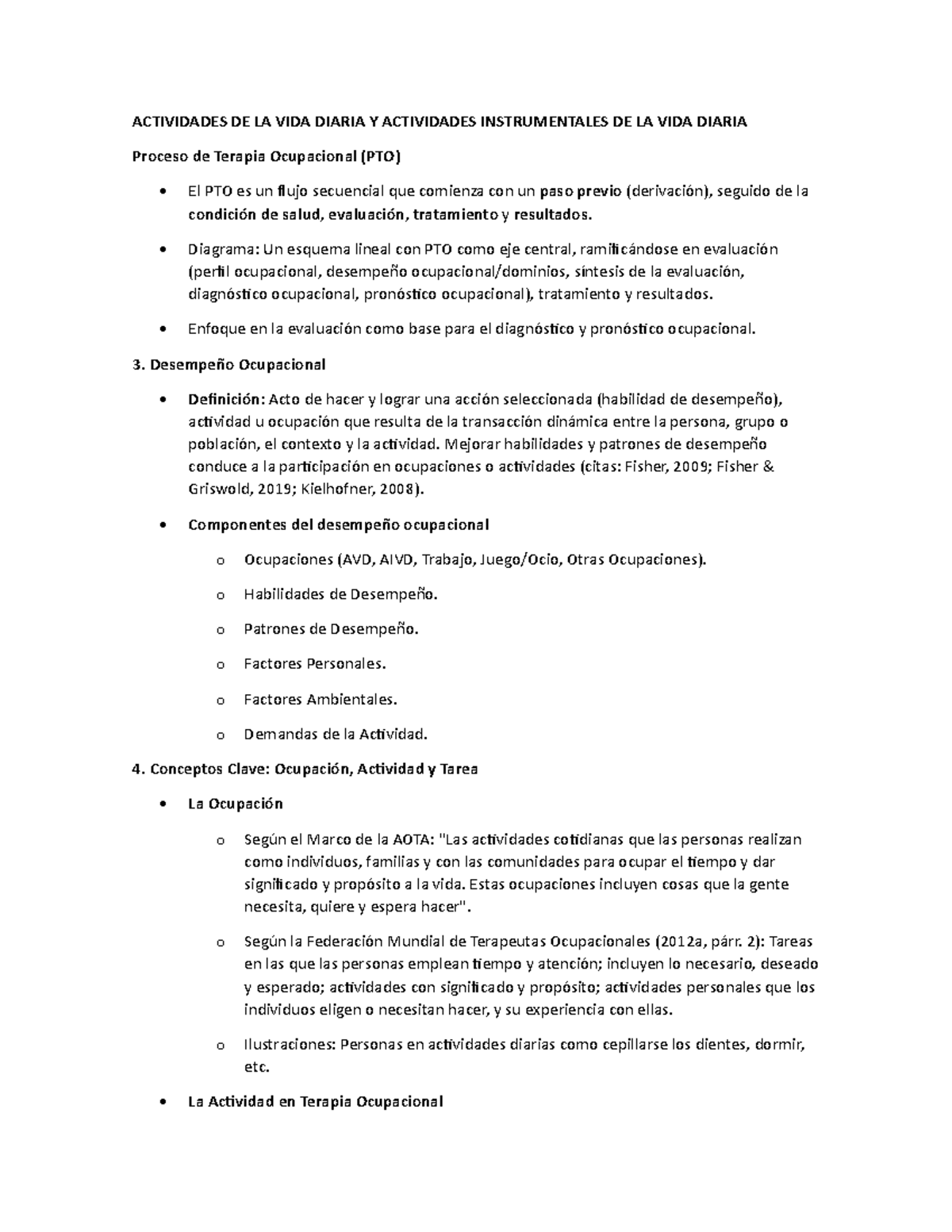 Actividades de la Vida Diaria y AIVD en Terapia Ocupacional (PTO) - Studocu