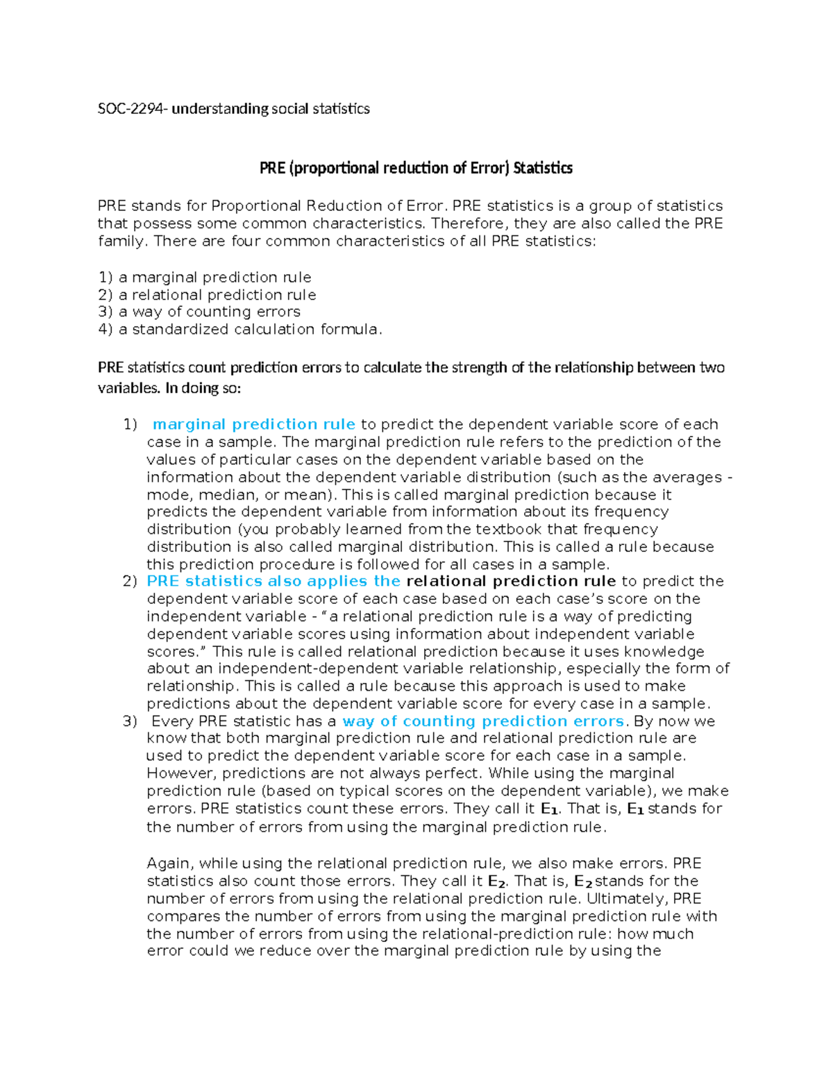 Understanding PRE Statistics: Key Concepts and Characteristics (SOC ...