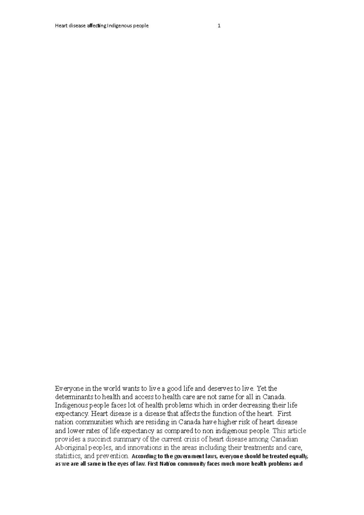 INHS 100 Research paper - Everyone in the world wants to live a good ...