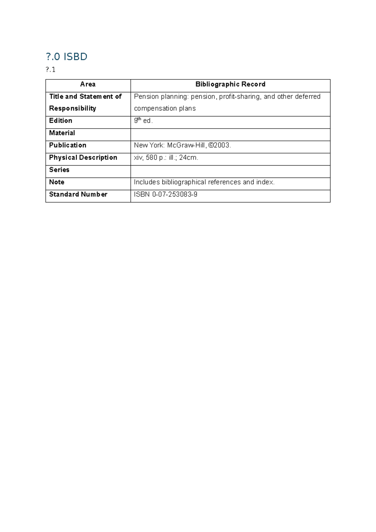 ISBD & MARC21: Bibliographic Records for Pension Planning & Career Path ...