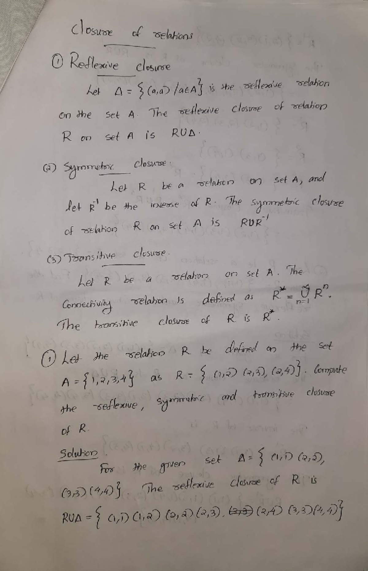 Mathematics Mod1 Part-2: Closure Properties of Relations - Studocu