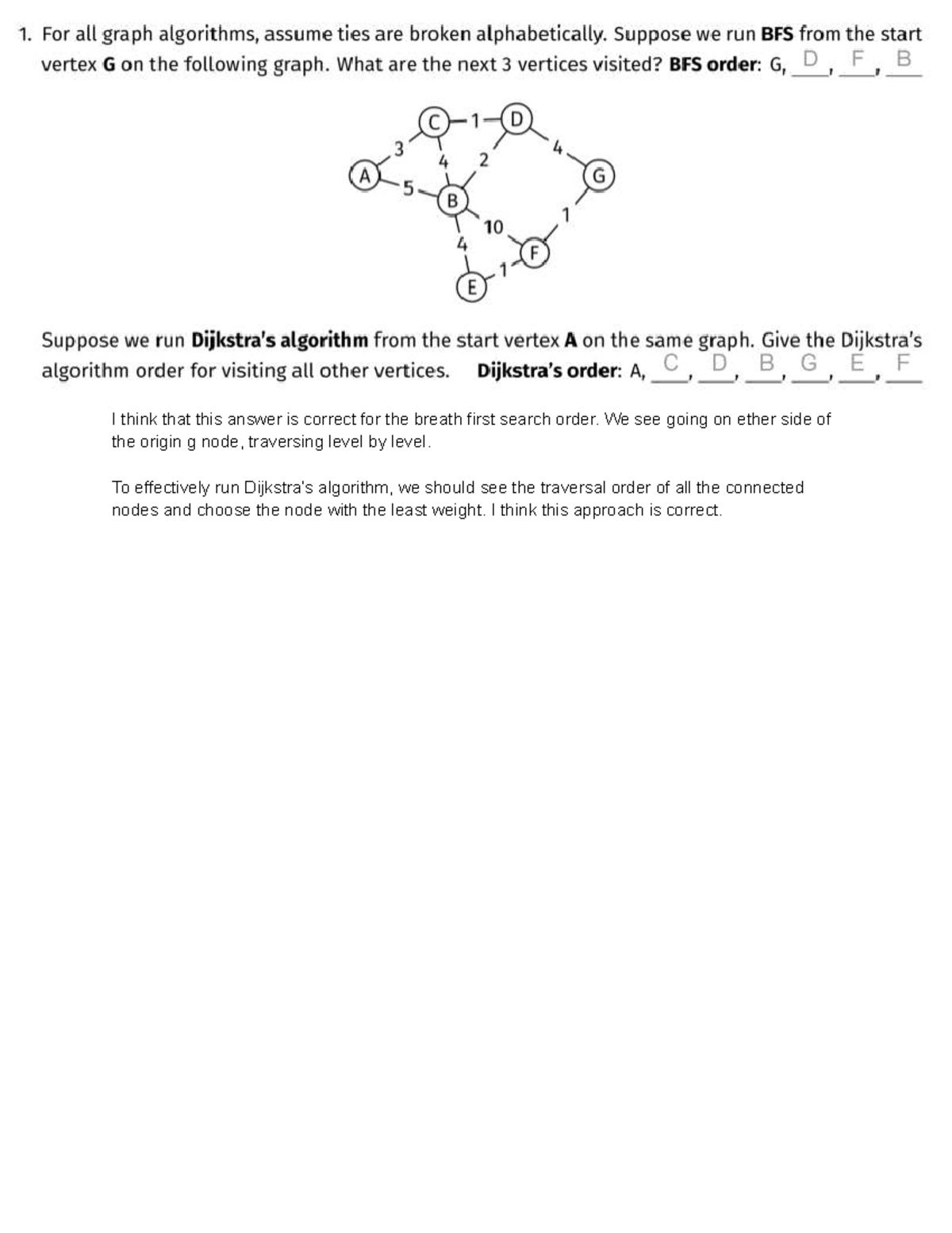 Practice Exam 3 Approach B: Analyzing BFS Traversal Order - Studocu
