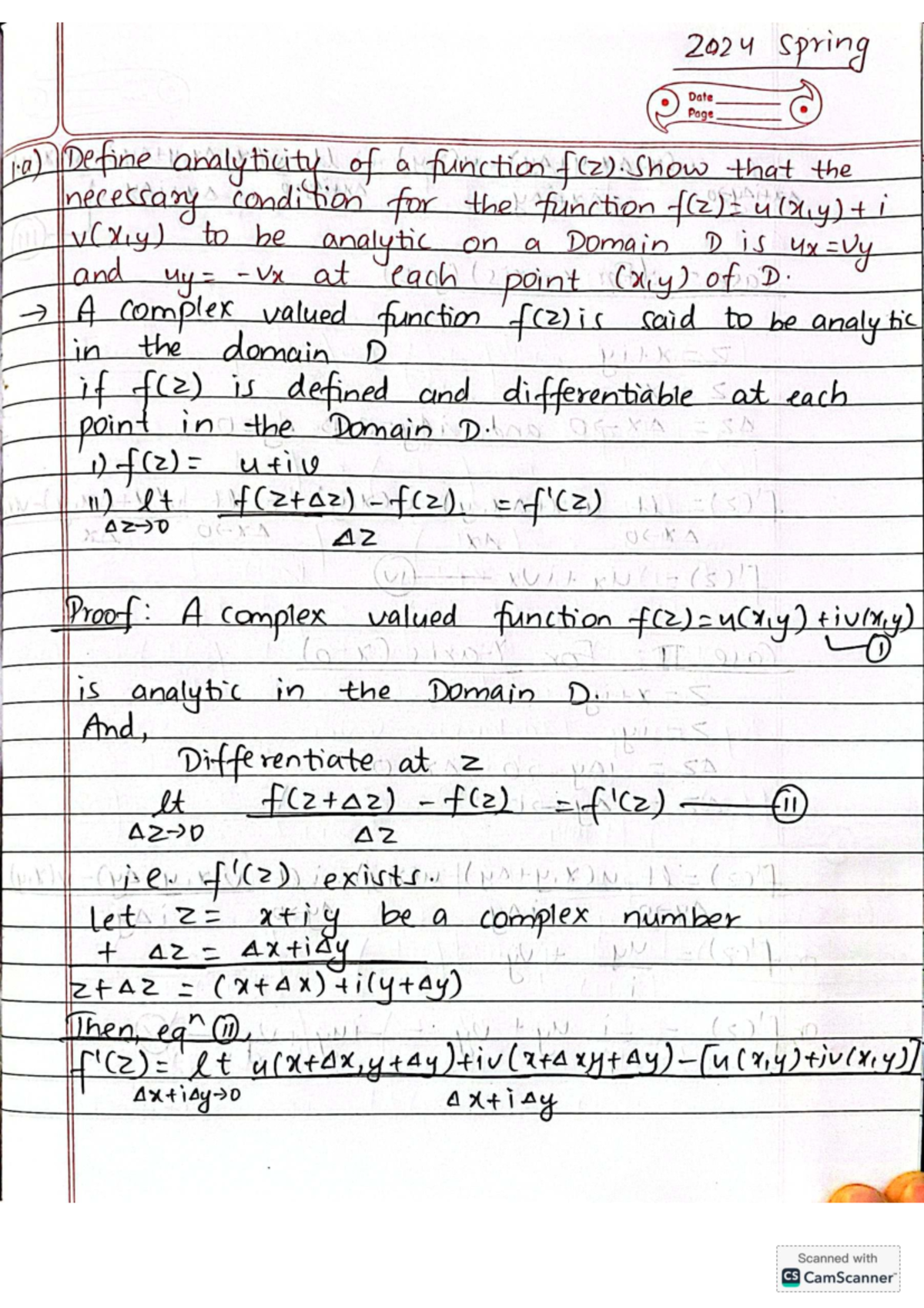 Applied Math 2024 Spring: Analyticity and Bilinear Transformations ...