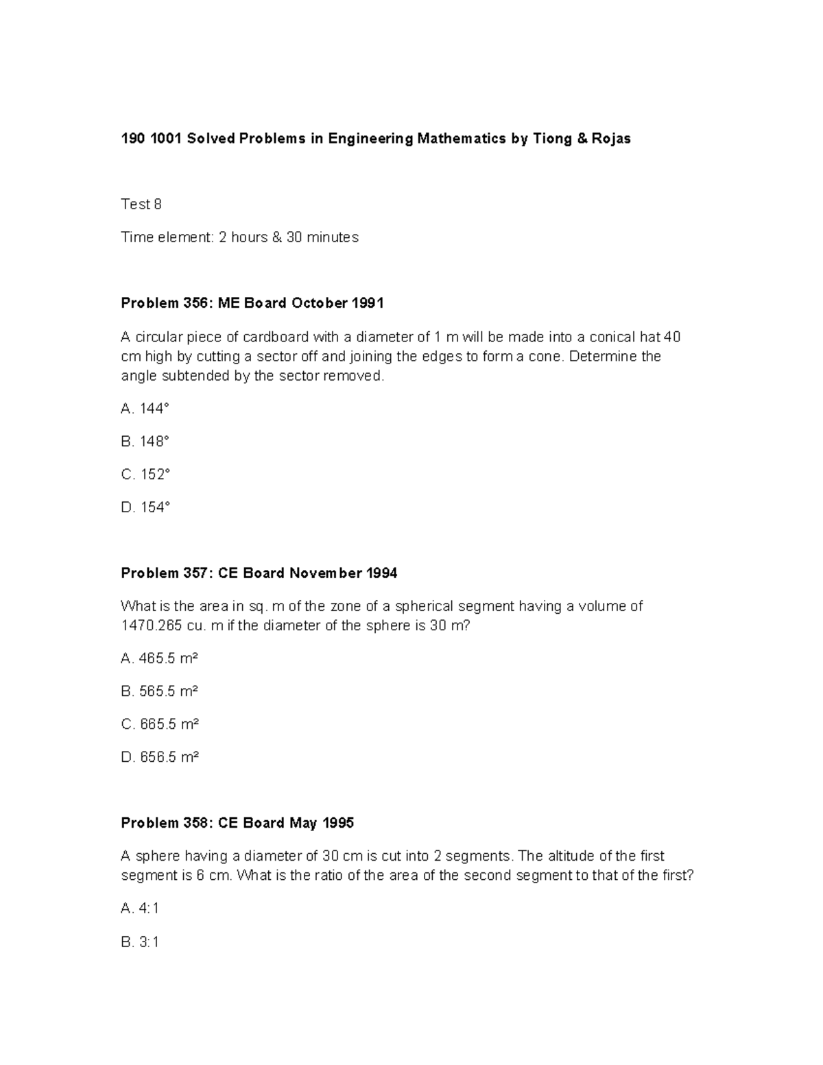 190 1001 Solved Problems in Engineering Mathematics Test 8 - Studocu
