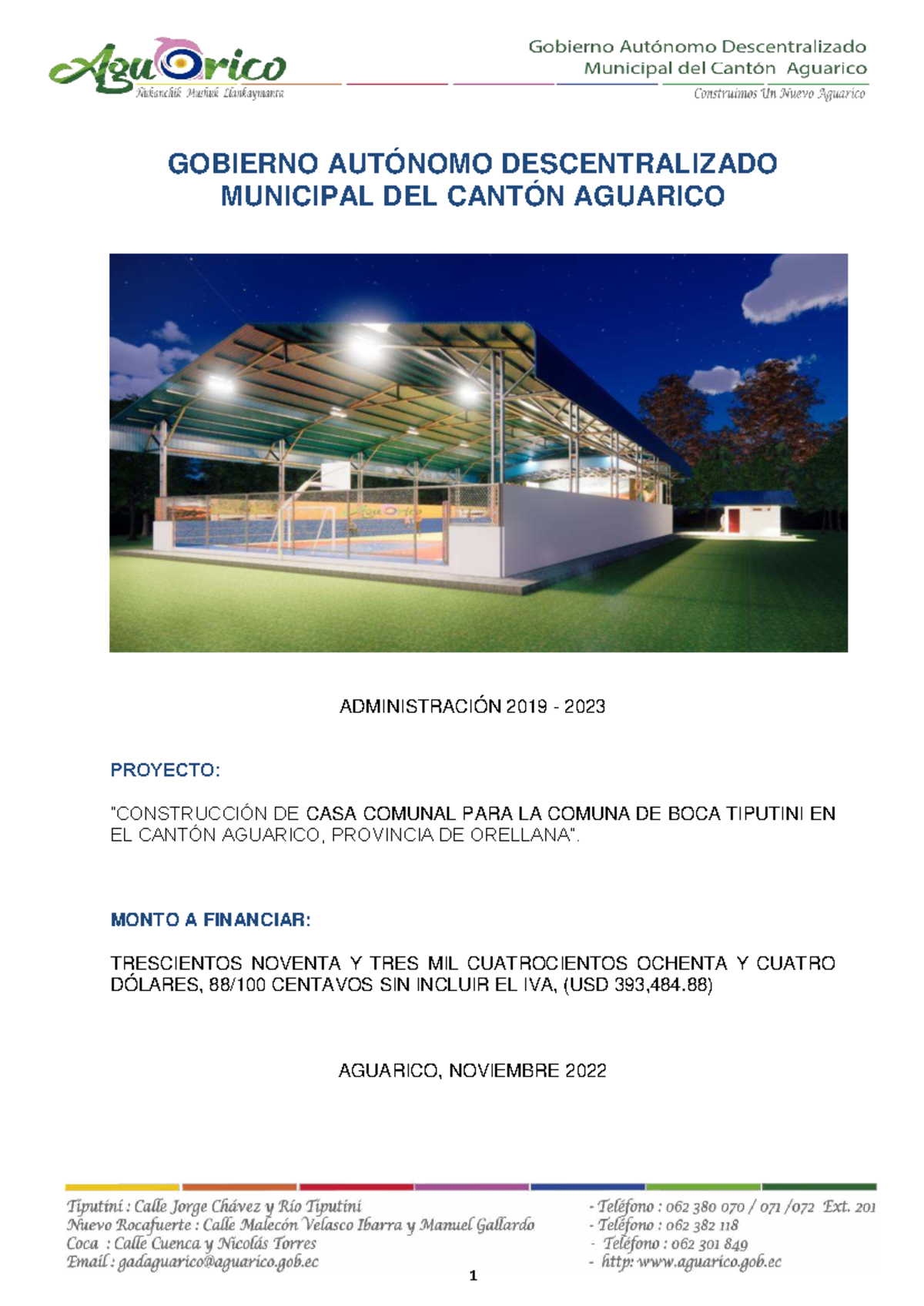 Proyecto de Casa Comunal para la Comuna de Boca Tiputini (2019-2023 ...