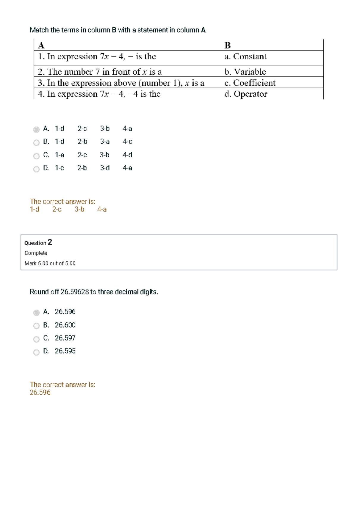 Assessment 1 Attempt Review: Math Questions and Answers - Studocu