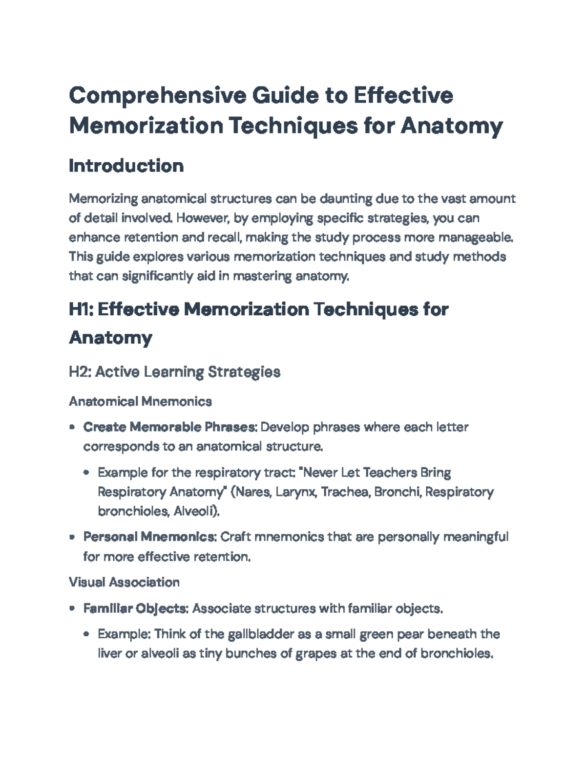 Effective Memorization Techniques for Anatomy - Study Guide ...