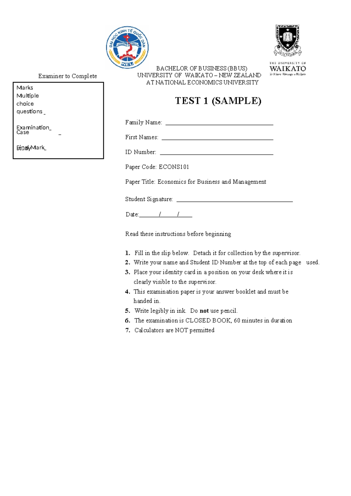Econs 101 Test 1 Sample - Final Exam Questions and Answers - Studocu