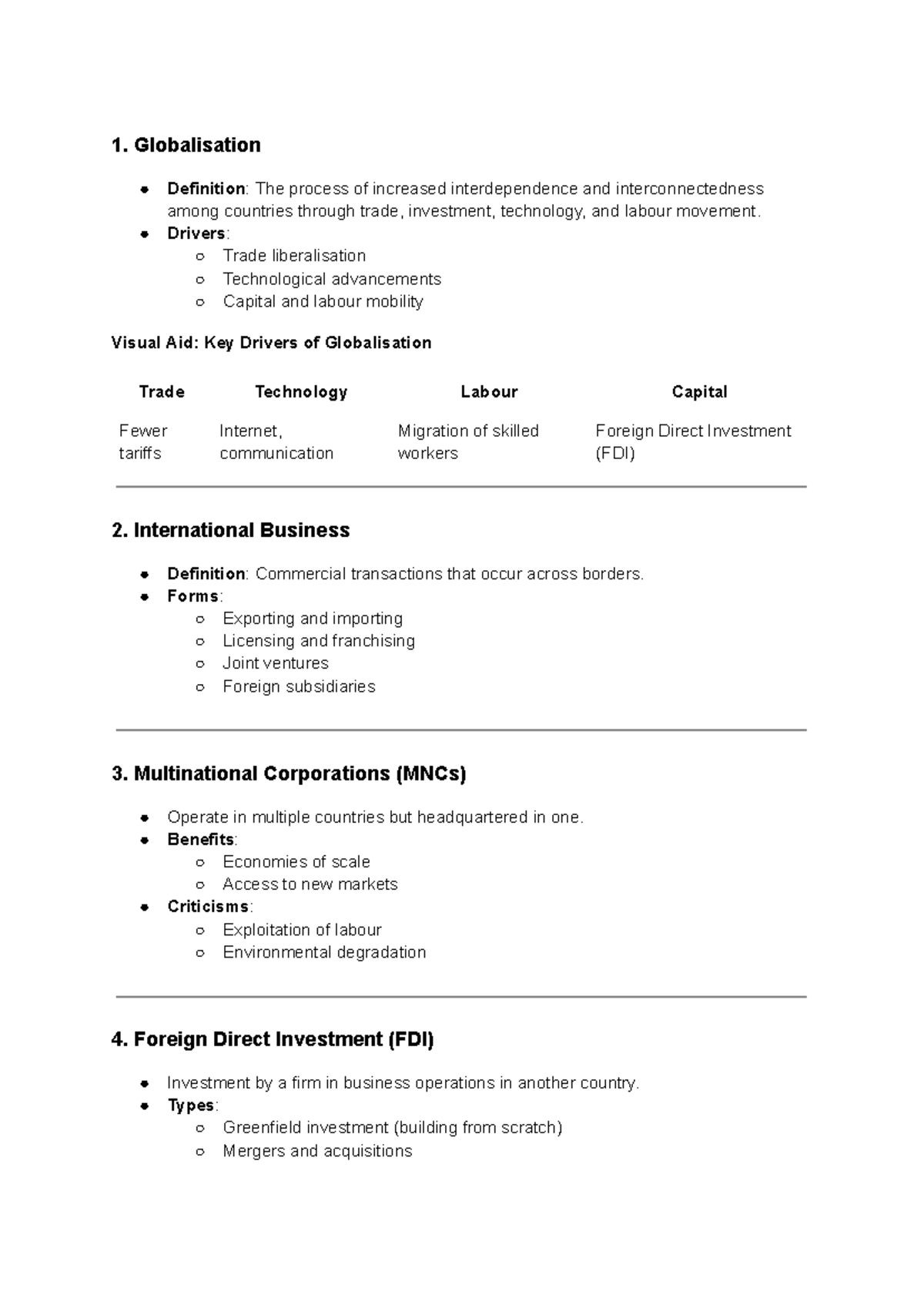 Chapter 8 Notes: Globalisation, International Business & Trade ...