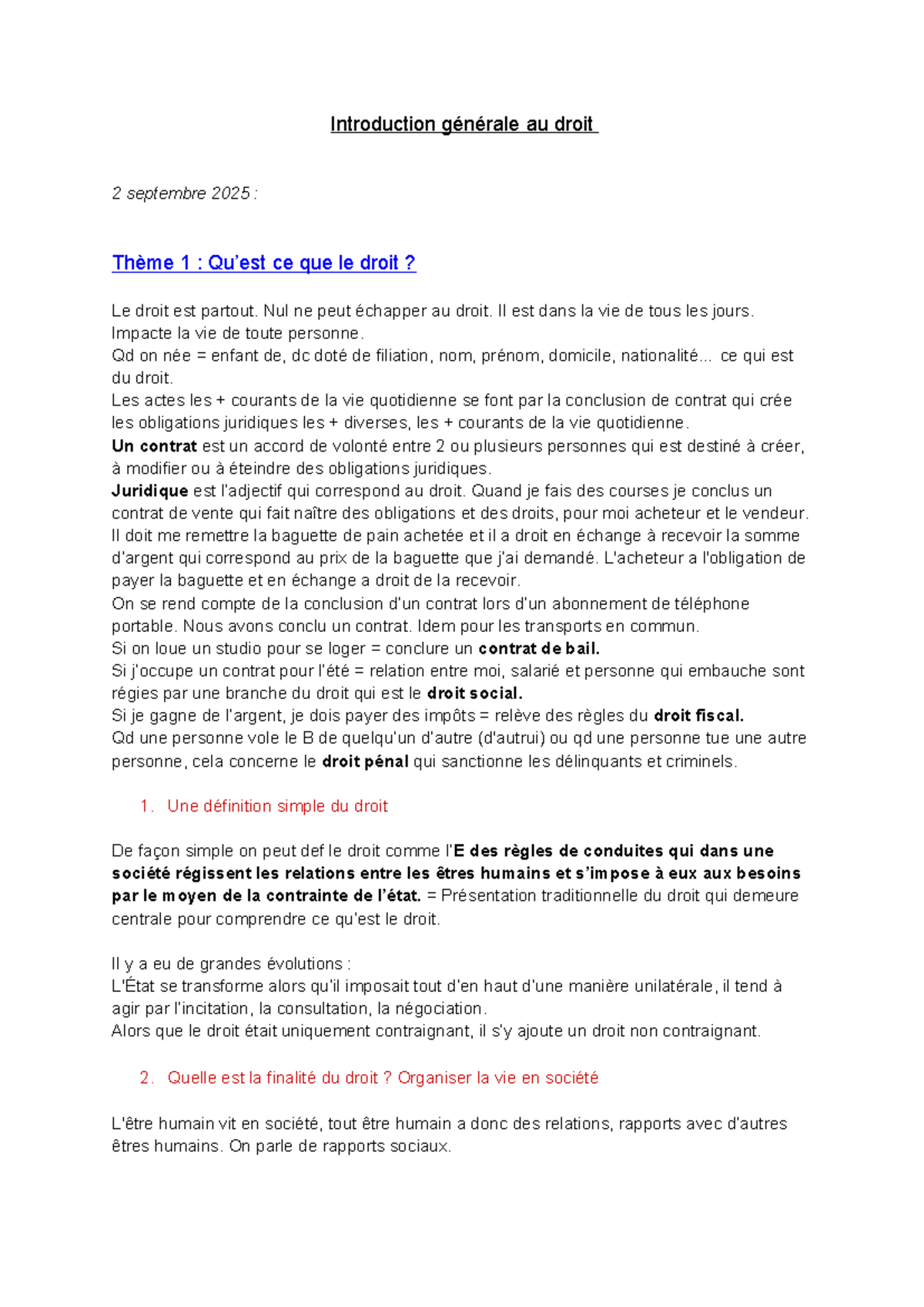 Introduction Générale au Droit - Thème 1 : Qu'est-ce que le Droit ...
