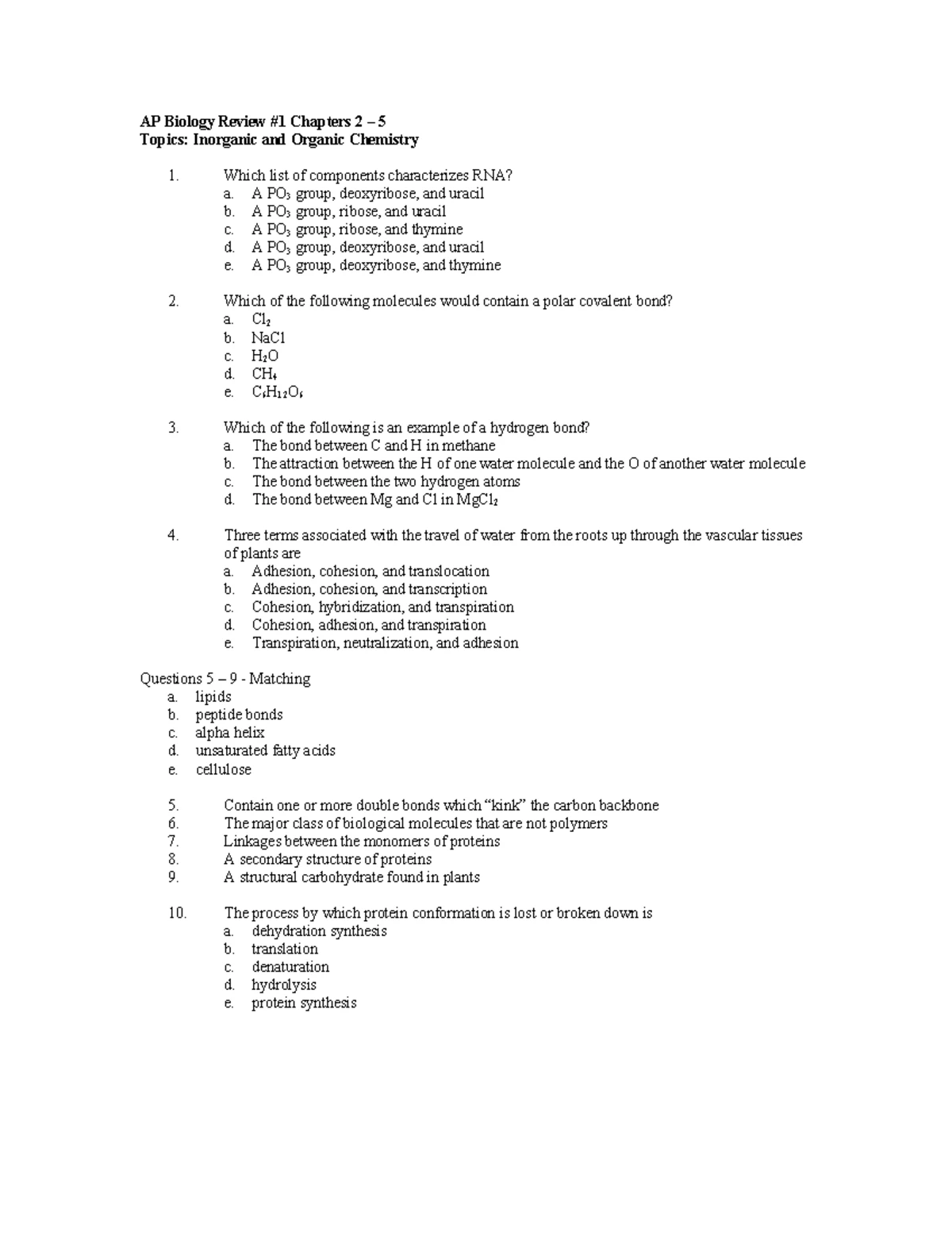 AP Biology Review #2: Chapters 6-8 & 11-12 (Cells & Membrane) - Studocu